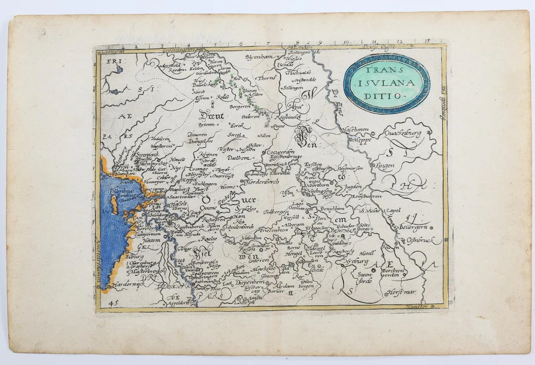 Overijssel. Tls. kolor. Kupferstichkarte aus "Itinerarium Orbis Christiani".