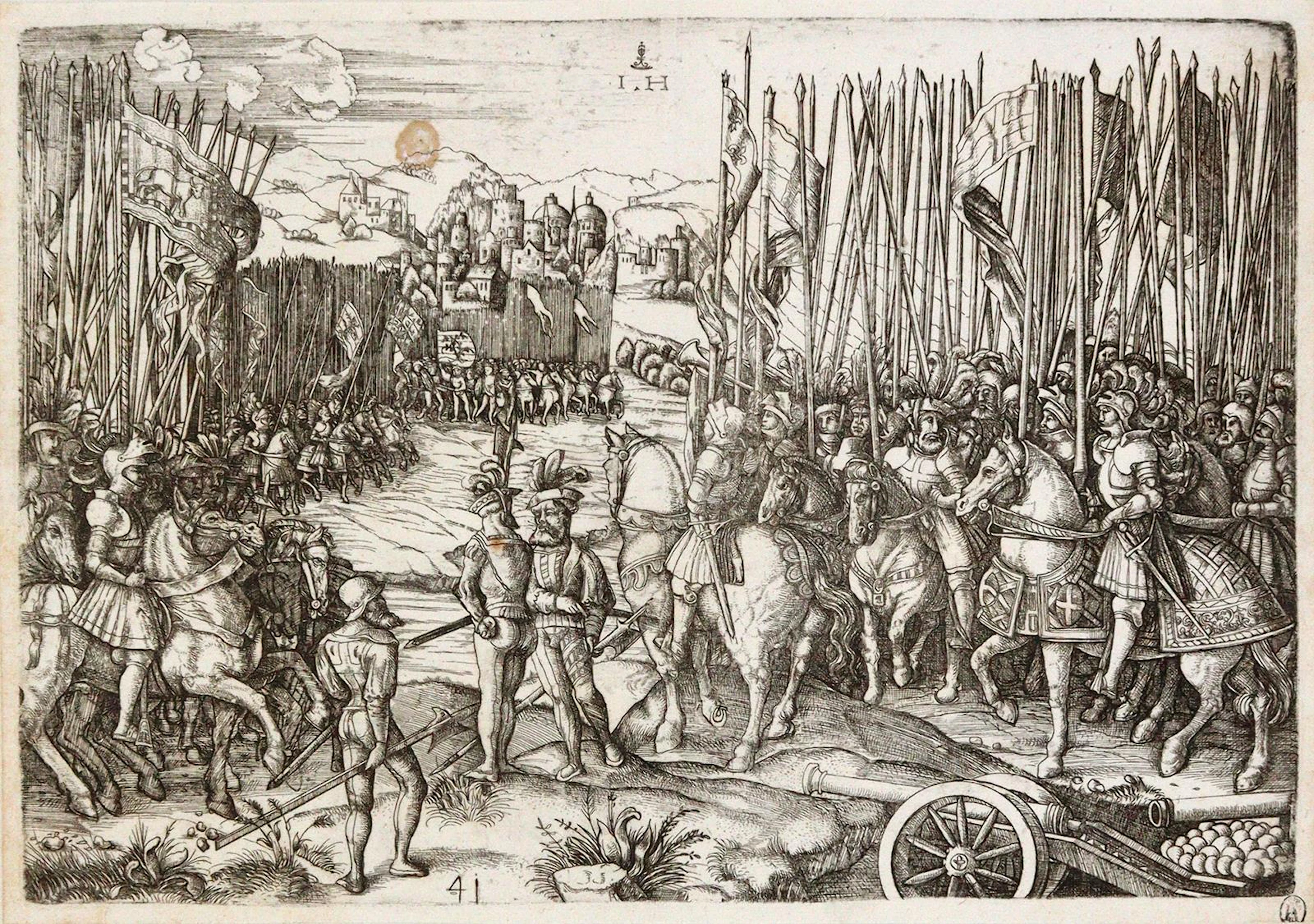 Hopfer, Hieronymus (1500 Augsburg - Nürnberg 1563). Zwei Armeen vor