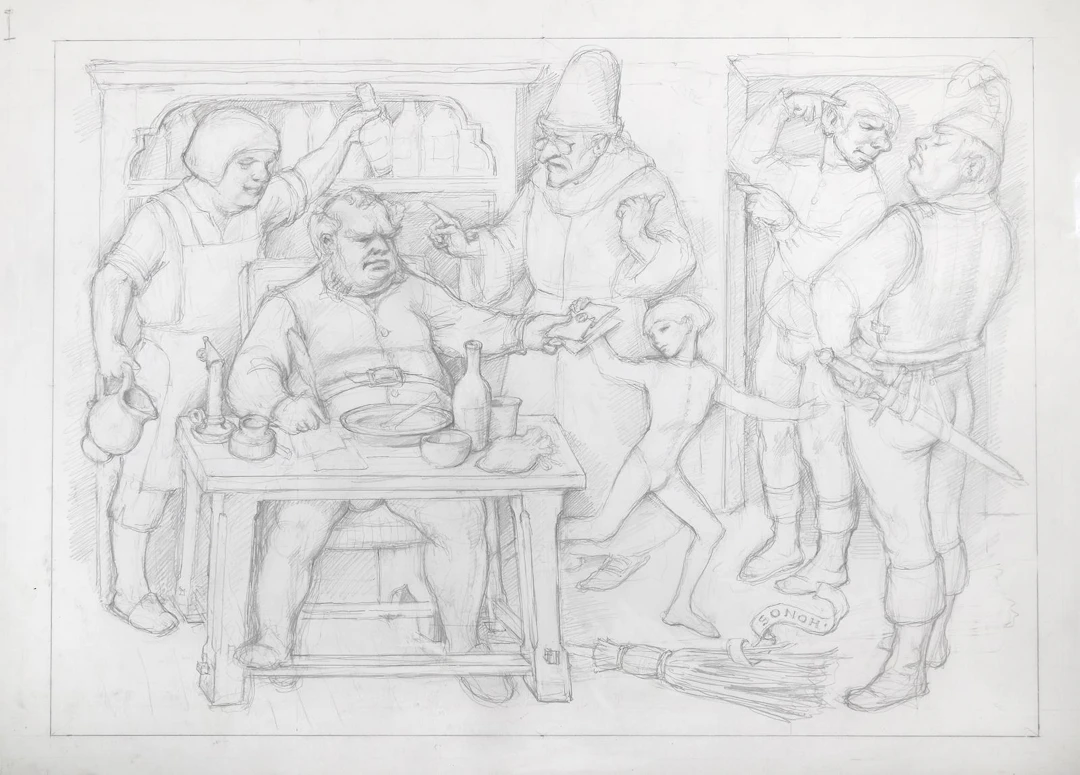 Liebesnarrheit. Serie von 6 Zeichnungen. Spätes 20.-21. Jh. Bleistift