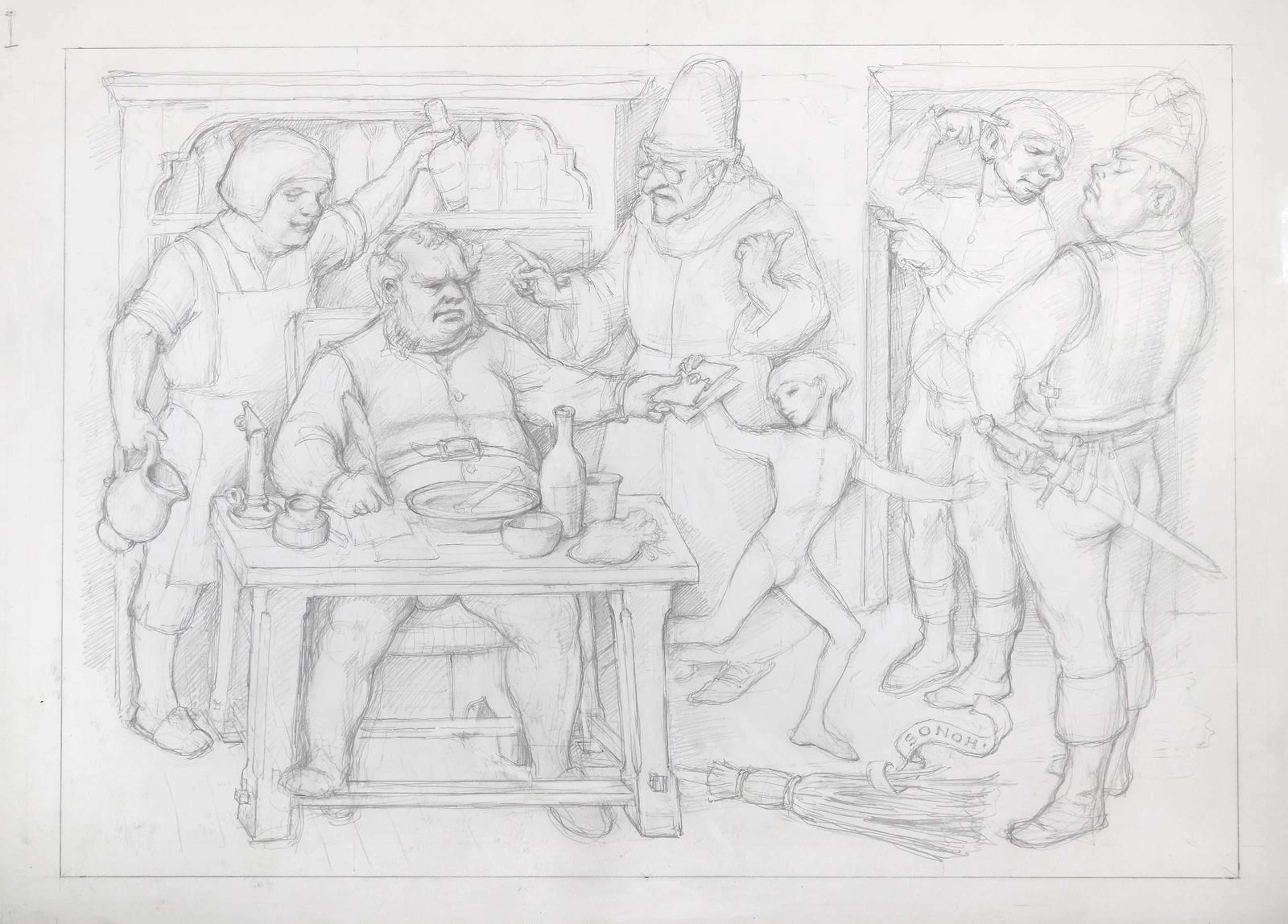 Liebesnarrheit. Serie von 6 Zeichnungen. Spätes 20.-21. Jh. Bleistift