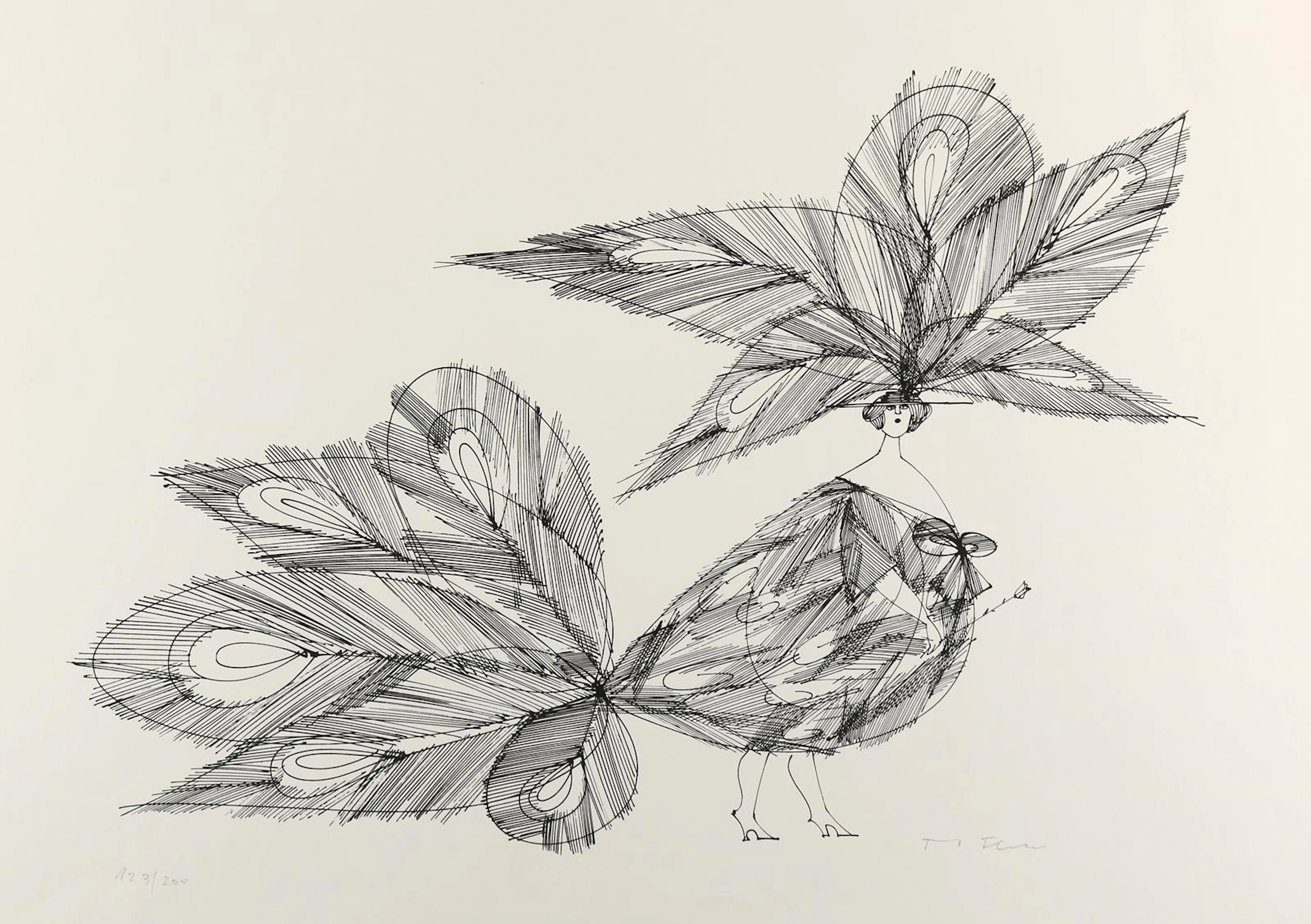 Flora, Paul (1922 Glurns - Innsbruck 2009). Pfau (um 1980). Lithogr.