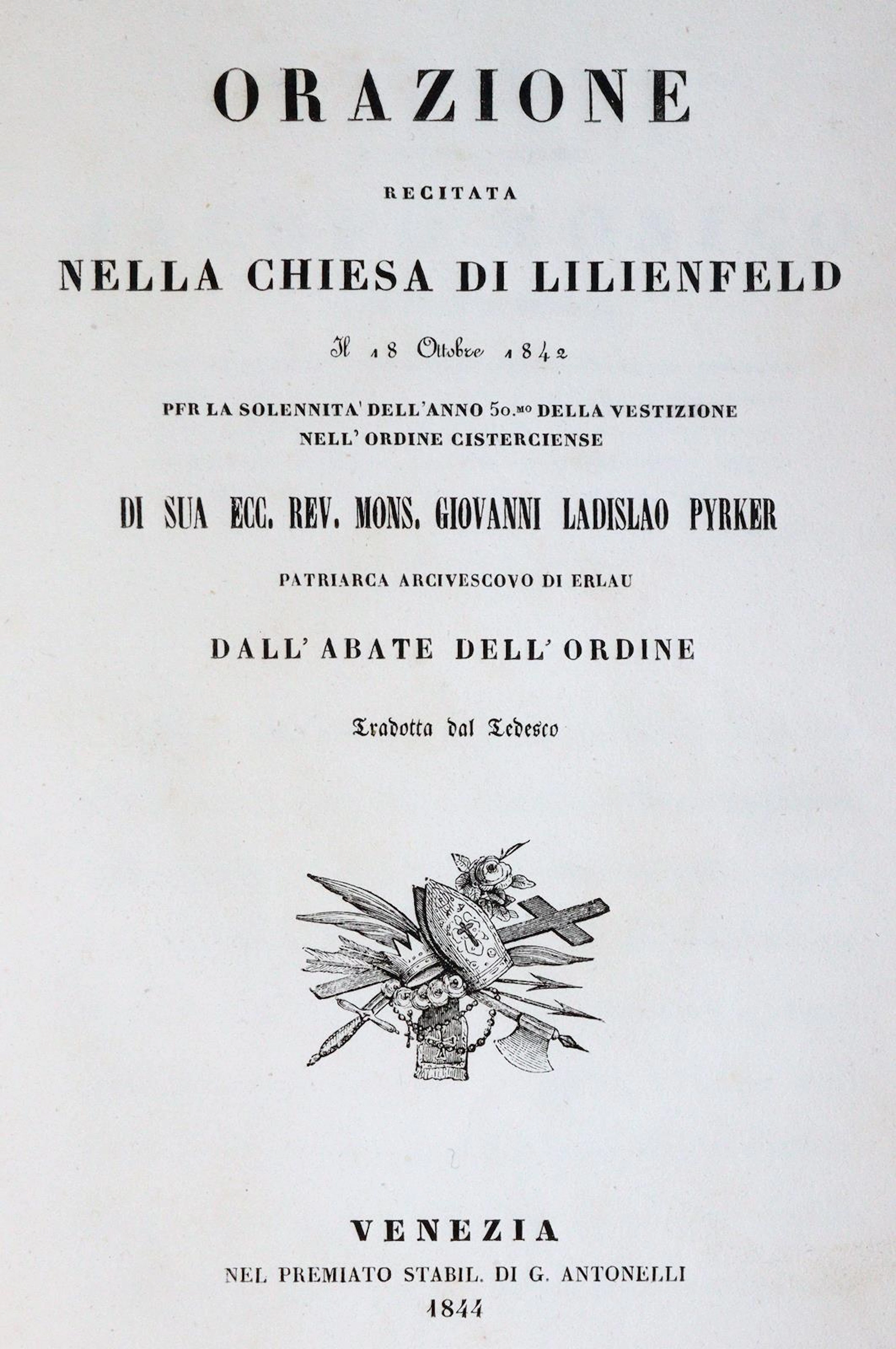 Pyrker,G.L. Orazione recitata nella chiesa di Lilienfeld il 18 octobre