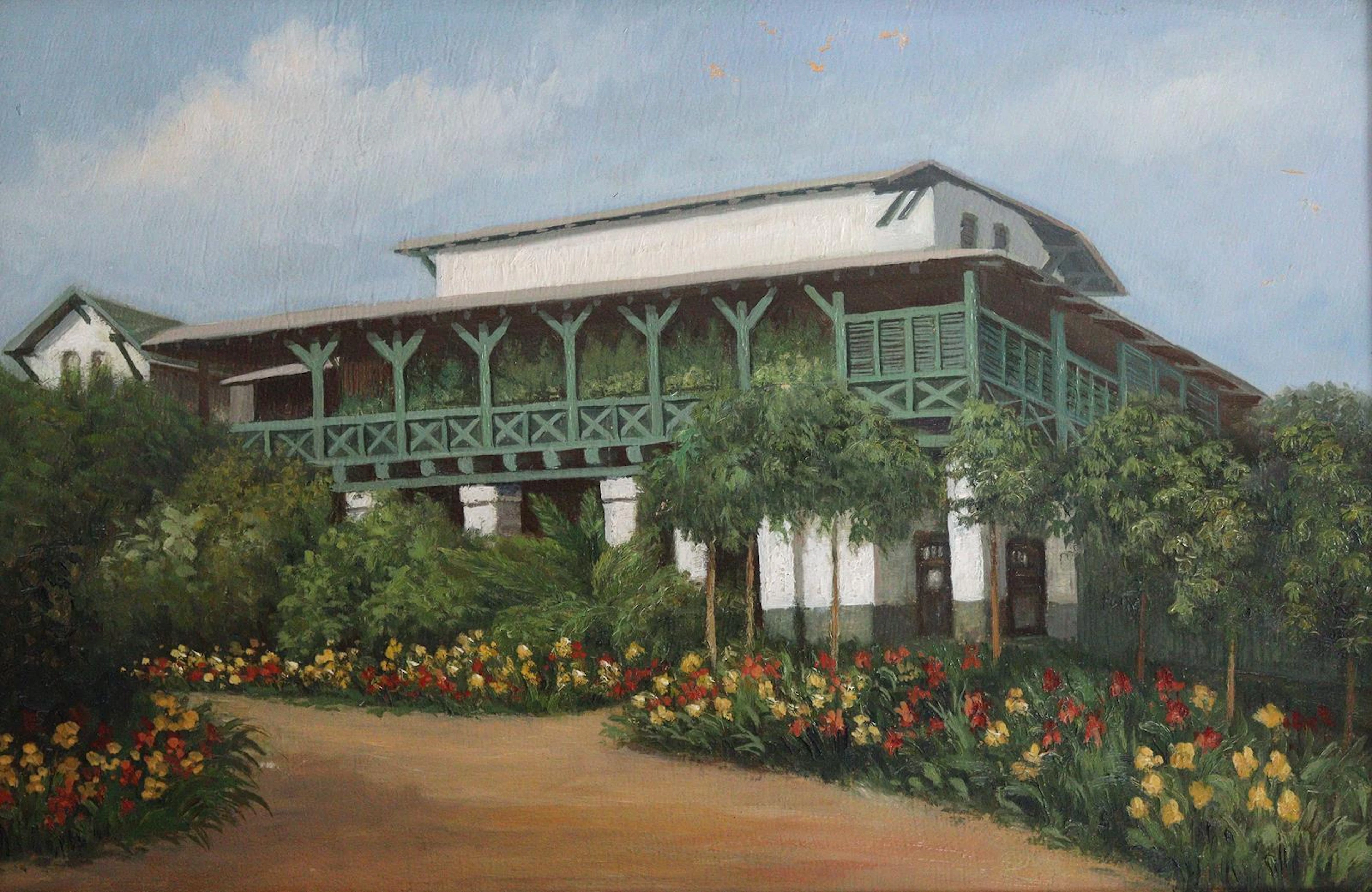 Häuser in Landschaften. 3 Gemälde des 20. Jh. Haus im Kolonialstil