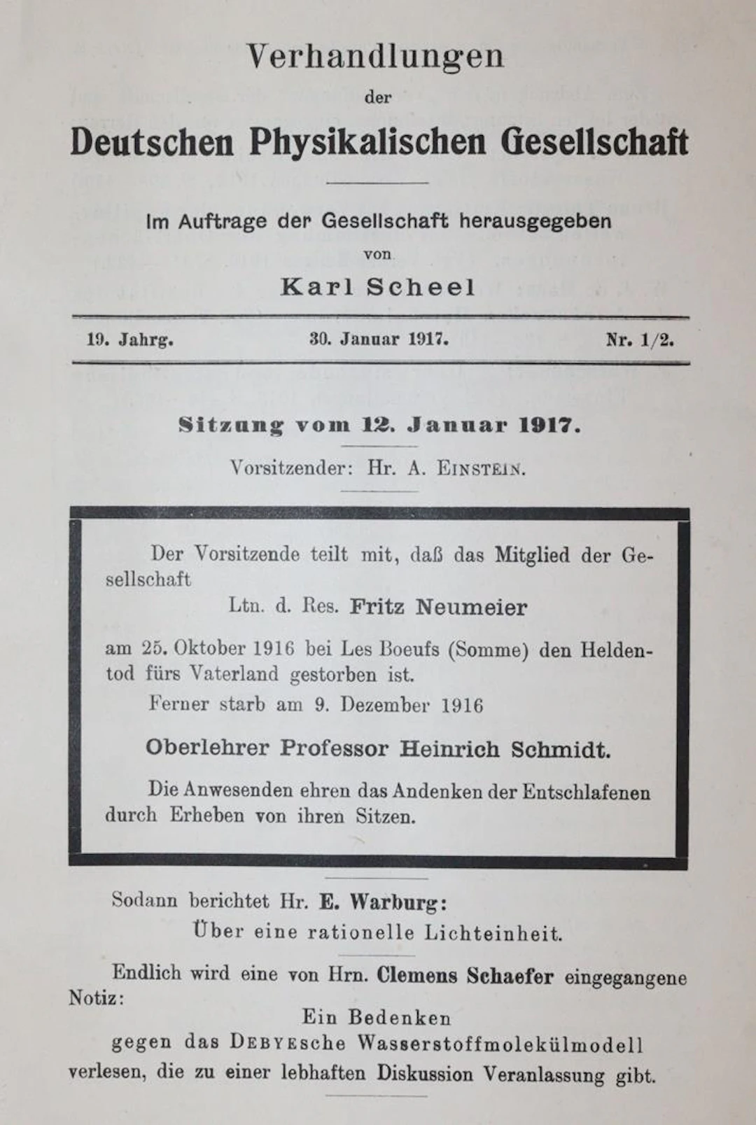 Scheel,K. (Hrsg.). Verhandlungen der Deutschen Physikalischen Gesellschaft