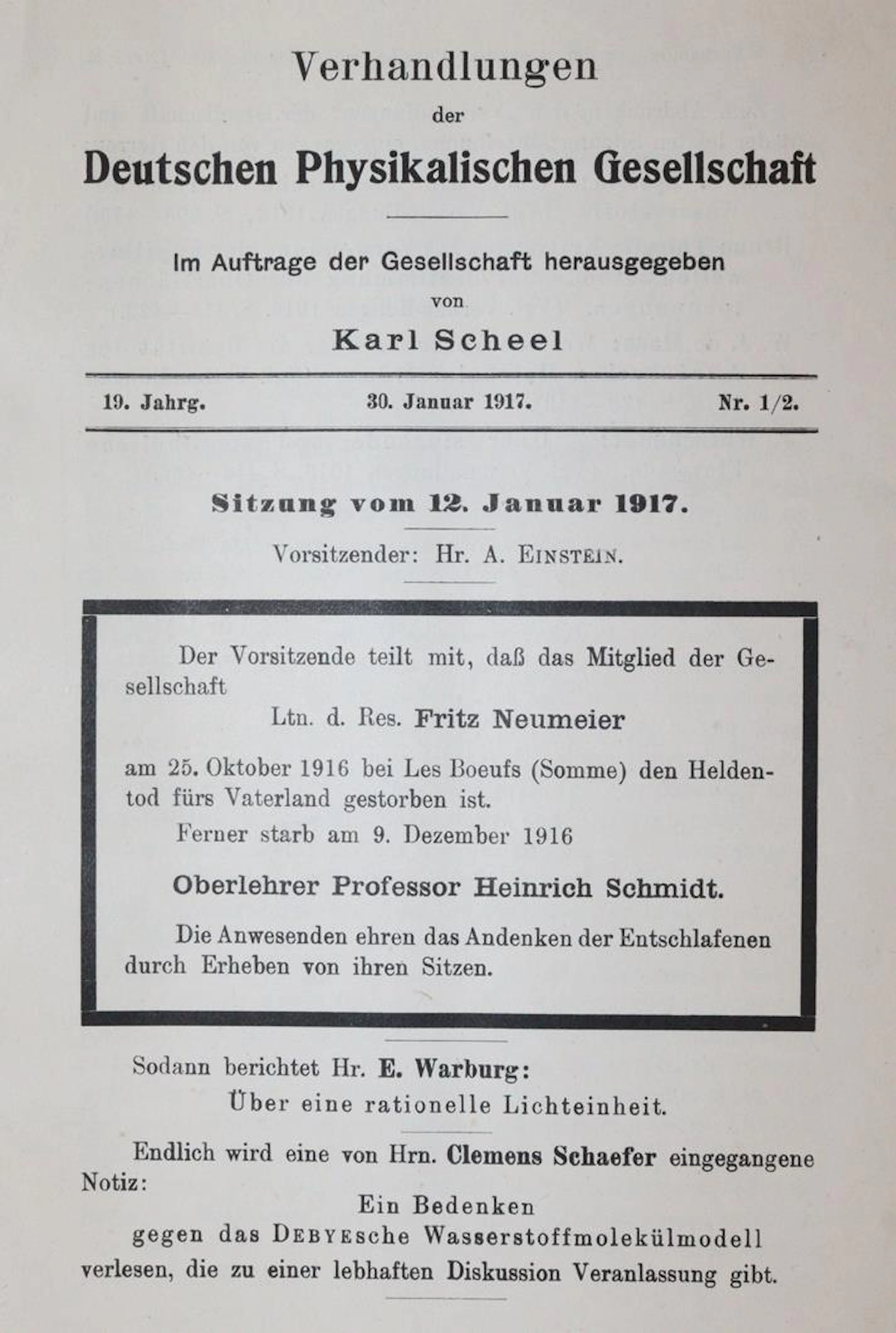 Scheel,K. (Hrsg.). Verhandlungen der Deutschen Physikalischen Gesellschaft