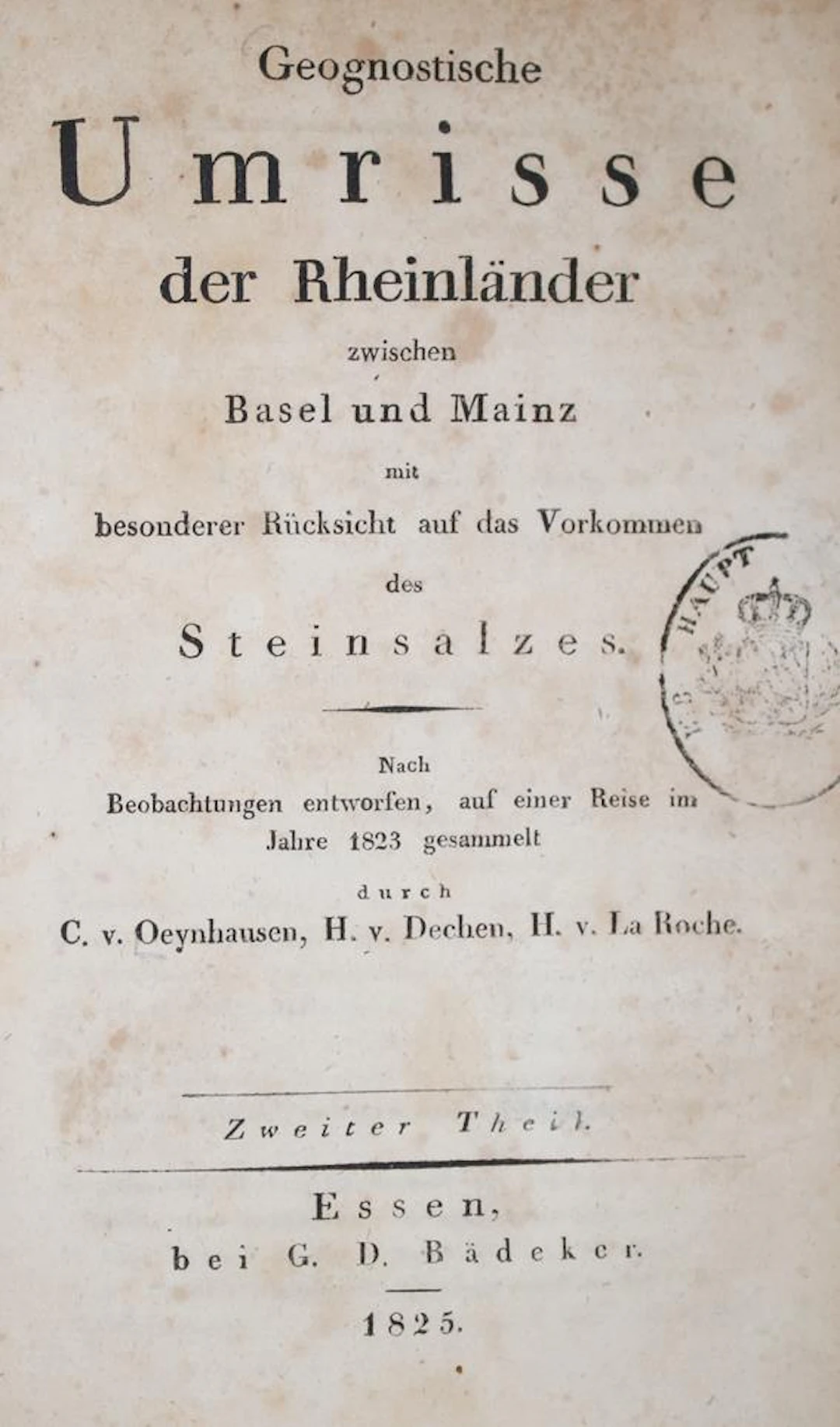 Oeynhausen,C.v. u.a. Geognostische Umrisse der Rheinländer zwischen