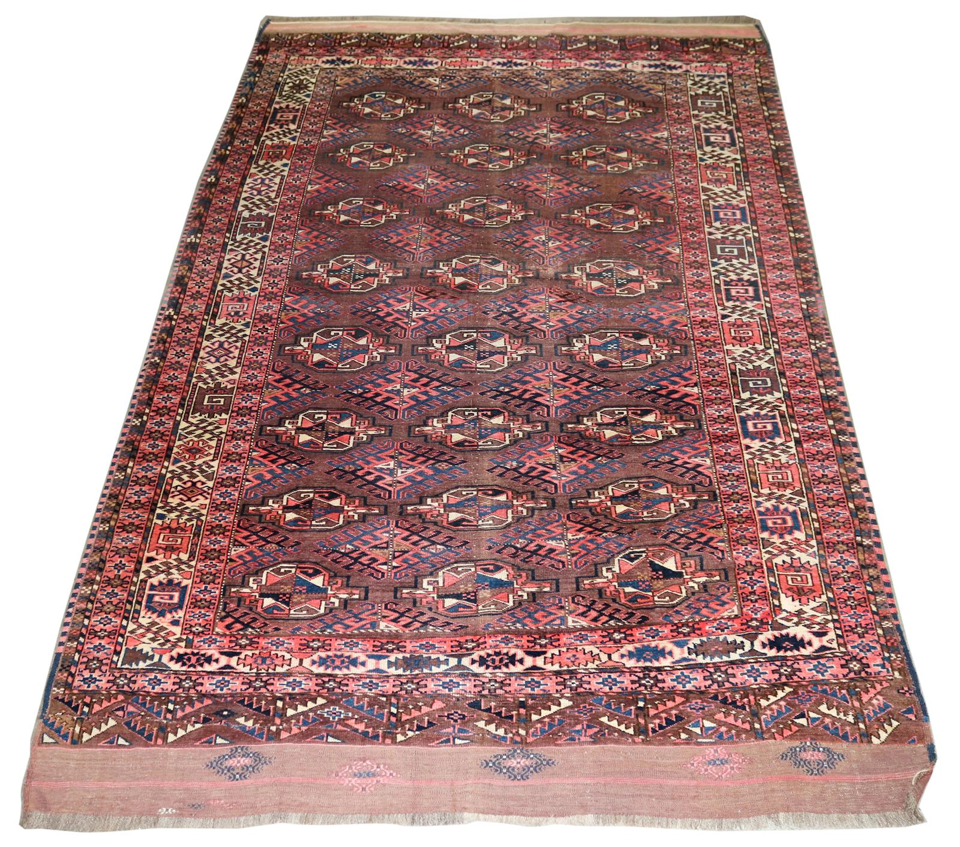 Buchara Teppich. Rotgrundig u. vielornamentisch. Alter