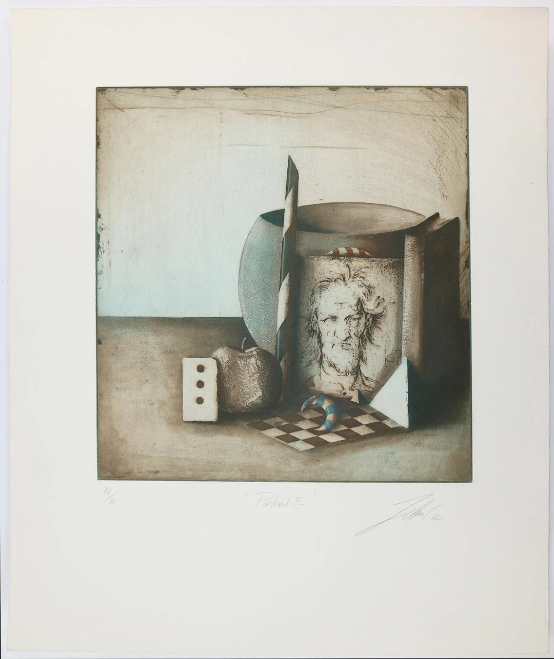 Zelmer, Wolfgang (1948 München). Portrait III. Farbradierung m. Aquatinta