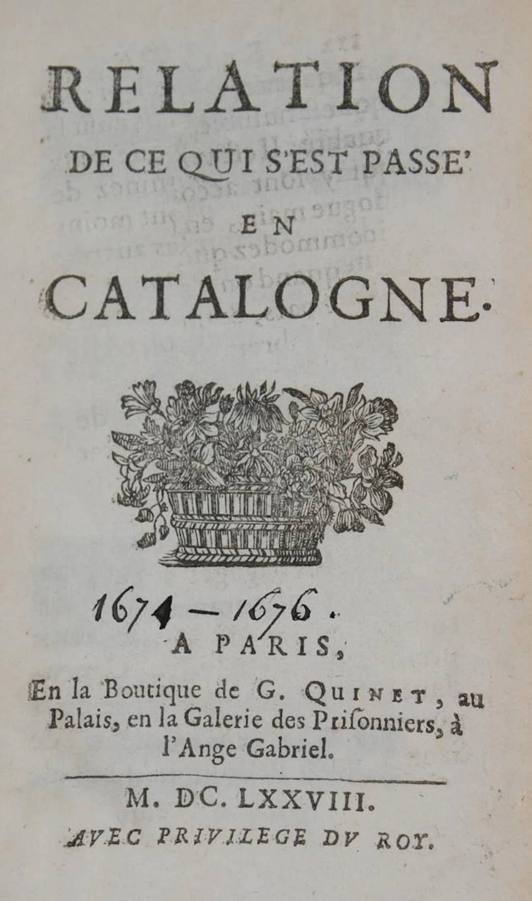 (Caissel, De). Relation de ce qui s'est passe' en Catalogne. (Und:)