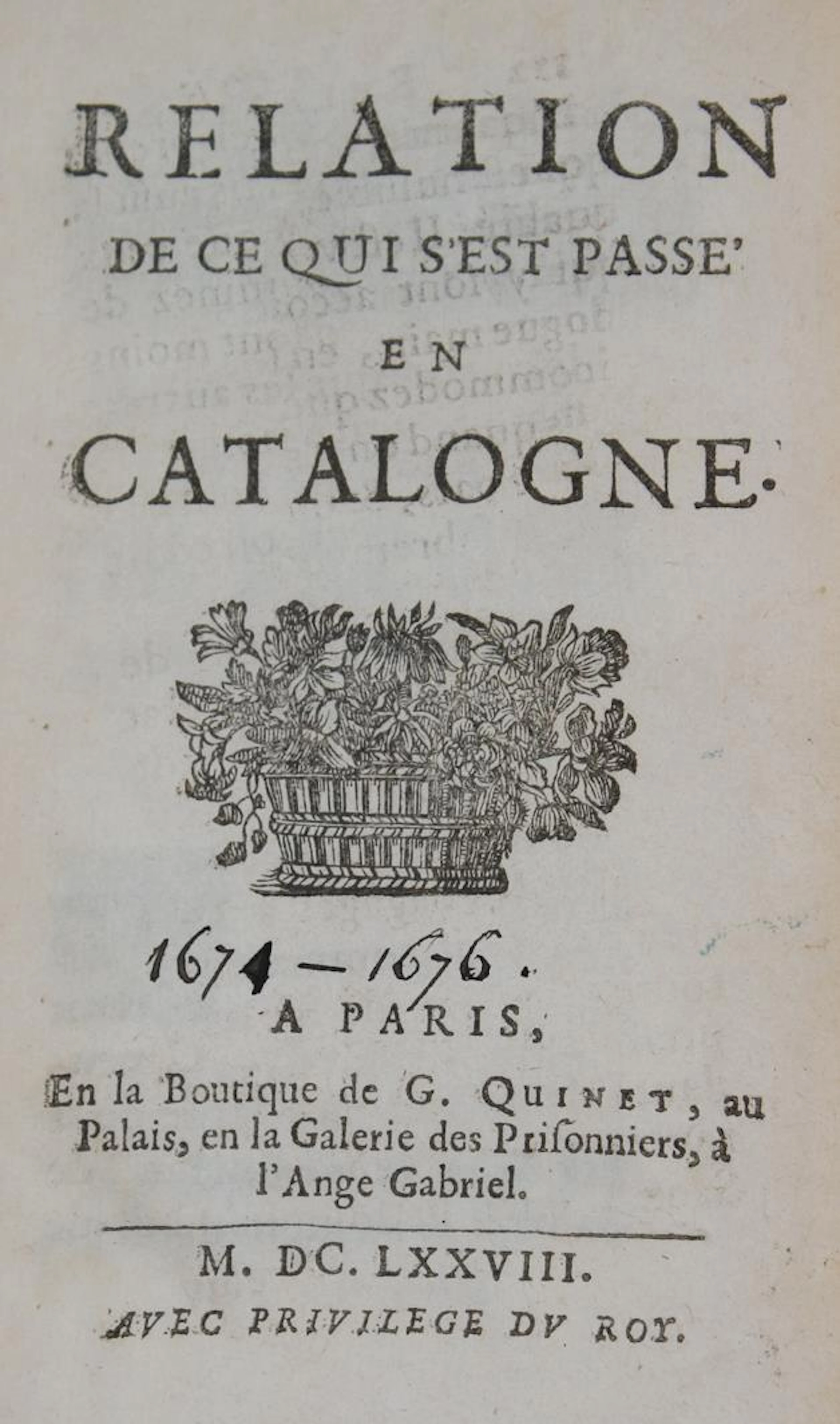 (Caissel, De). Relation de ce qui s'est passe' en Catalogne. (Und:)