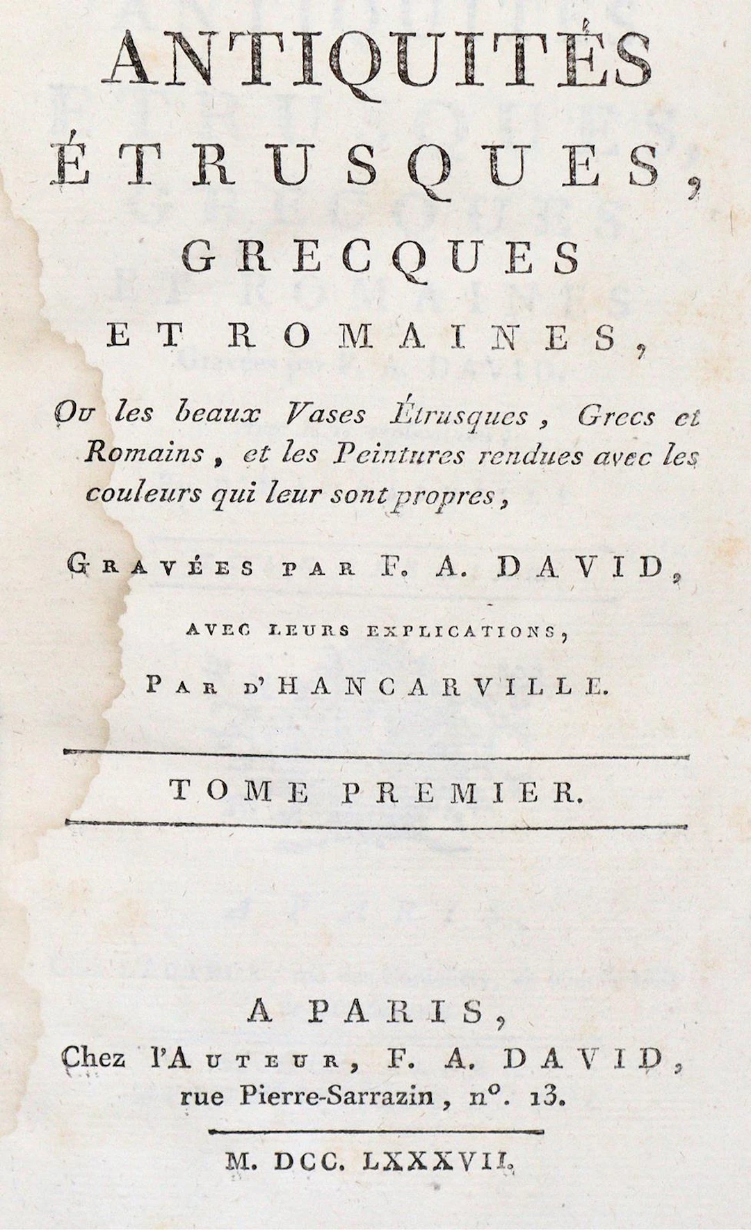 Hancarville,(P.F.H.)de. Antiquites etrusques