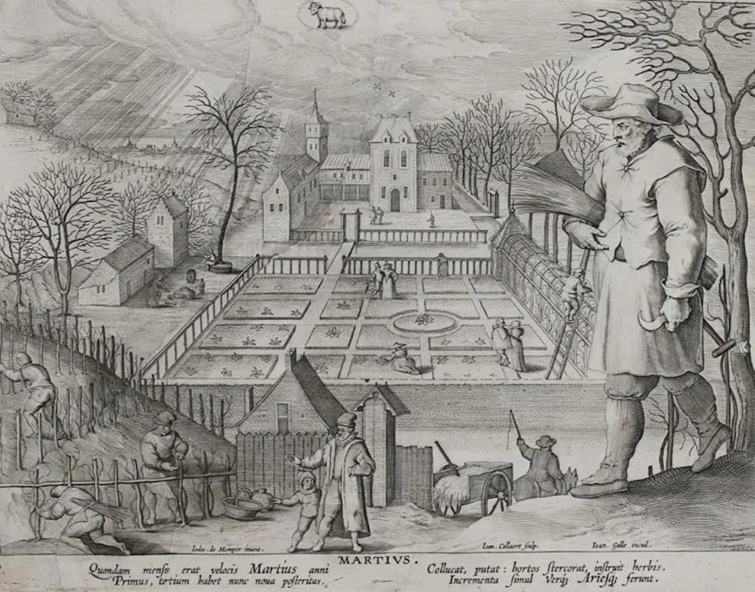 Collaert, Adriaen (um 1560 Antwerpen 1618). Die zwölf Monate. 12 Kupferstiche