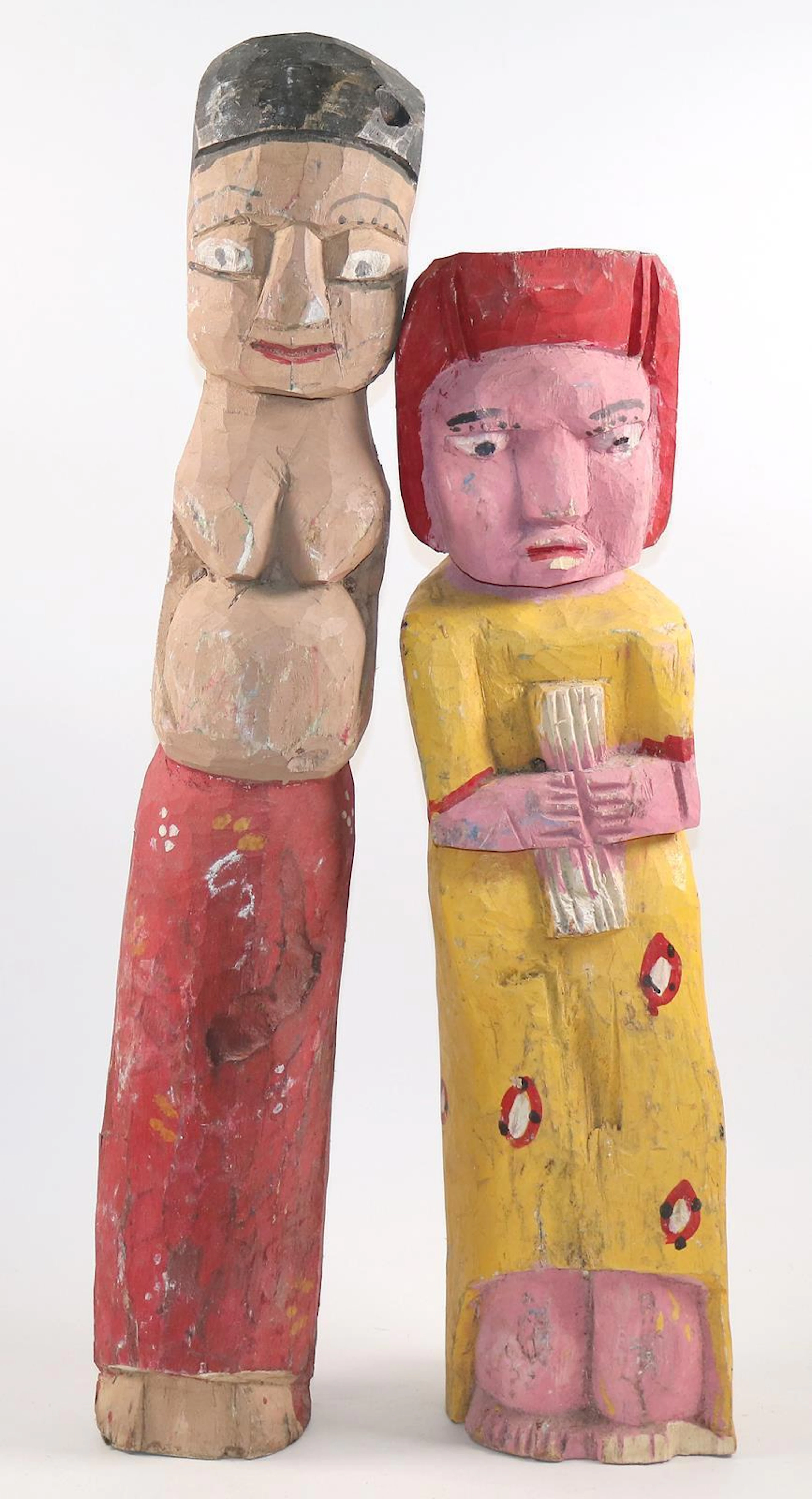 Paar Figuren Holz geschnitzt u