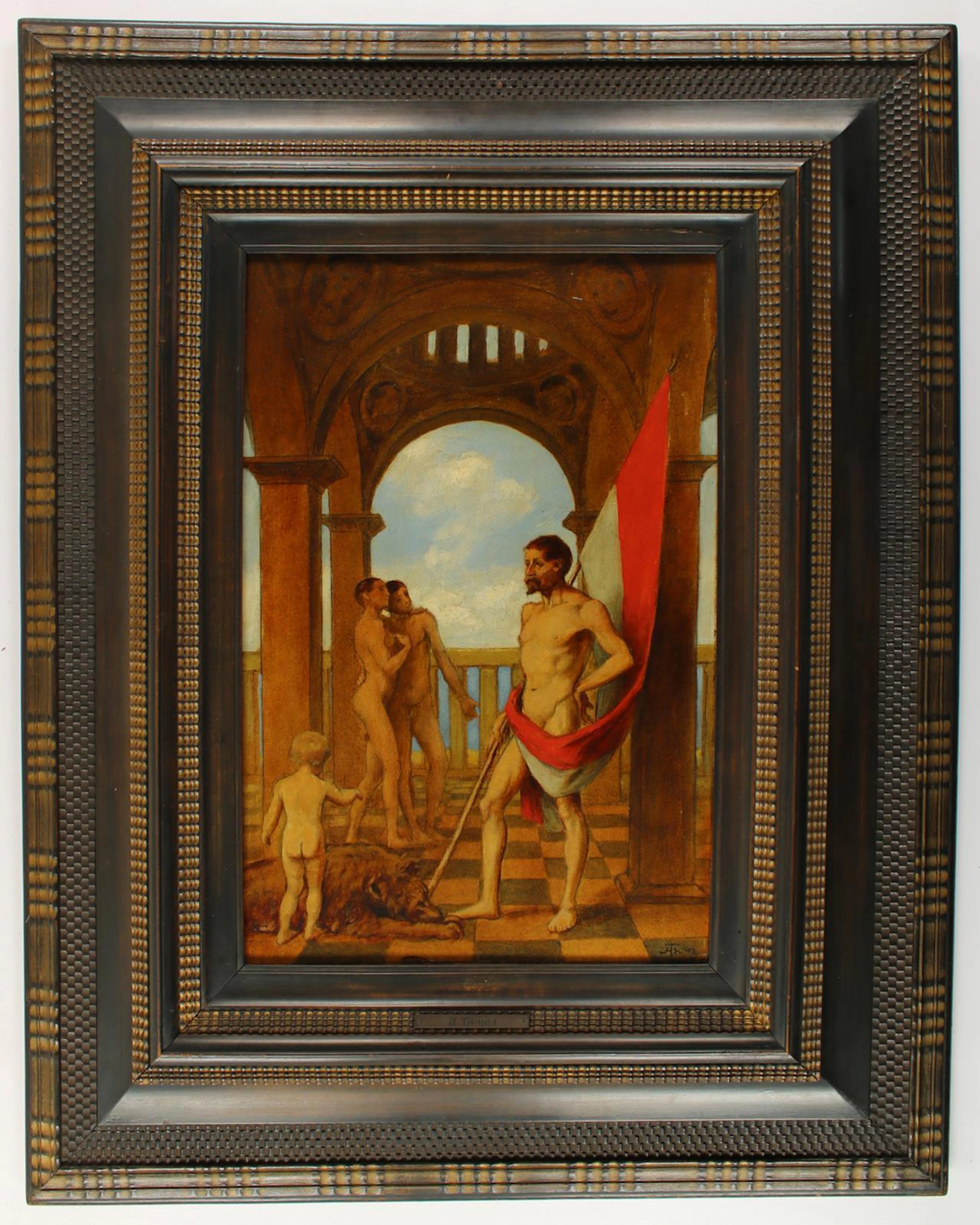 Thoma, Hans (1839 Bernau - Karlsruhe 1924). Fahnenträger. Öl u. Pinsel