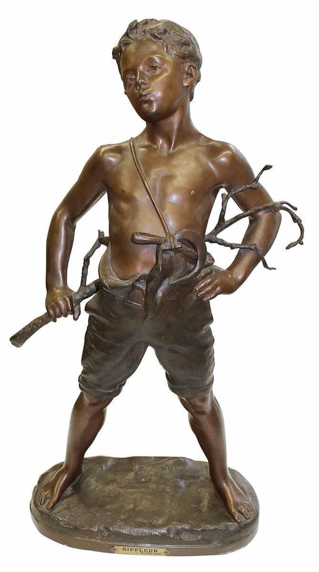 Vital-Cornu, Charles (1851 Paris 1927). Le Siffleur. Spelter mit versch.