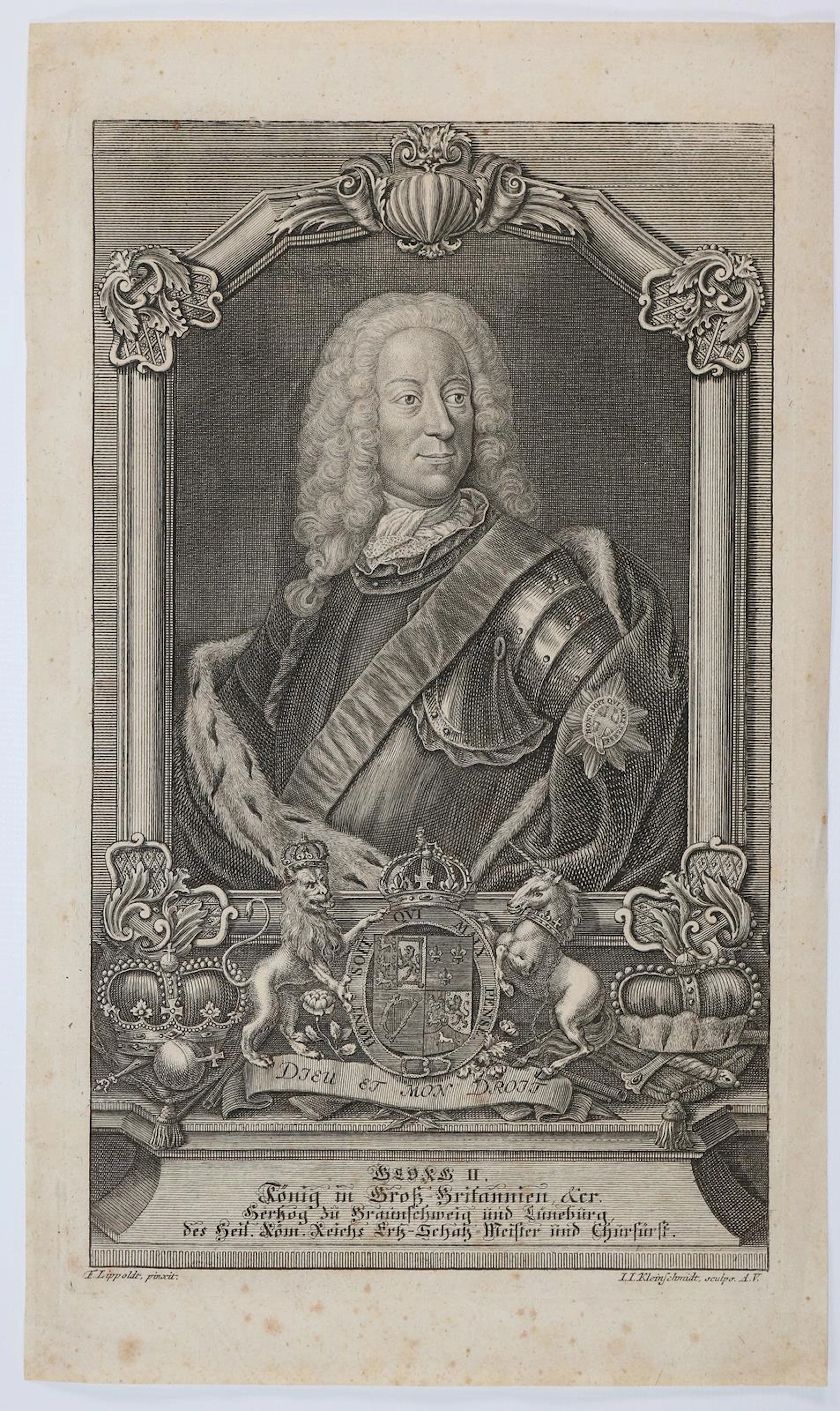 Kleinschmidt, Johann Jakob (1687 Augsburg 1722). Portrait Georg II