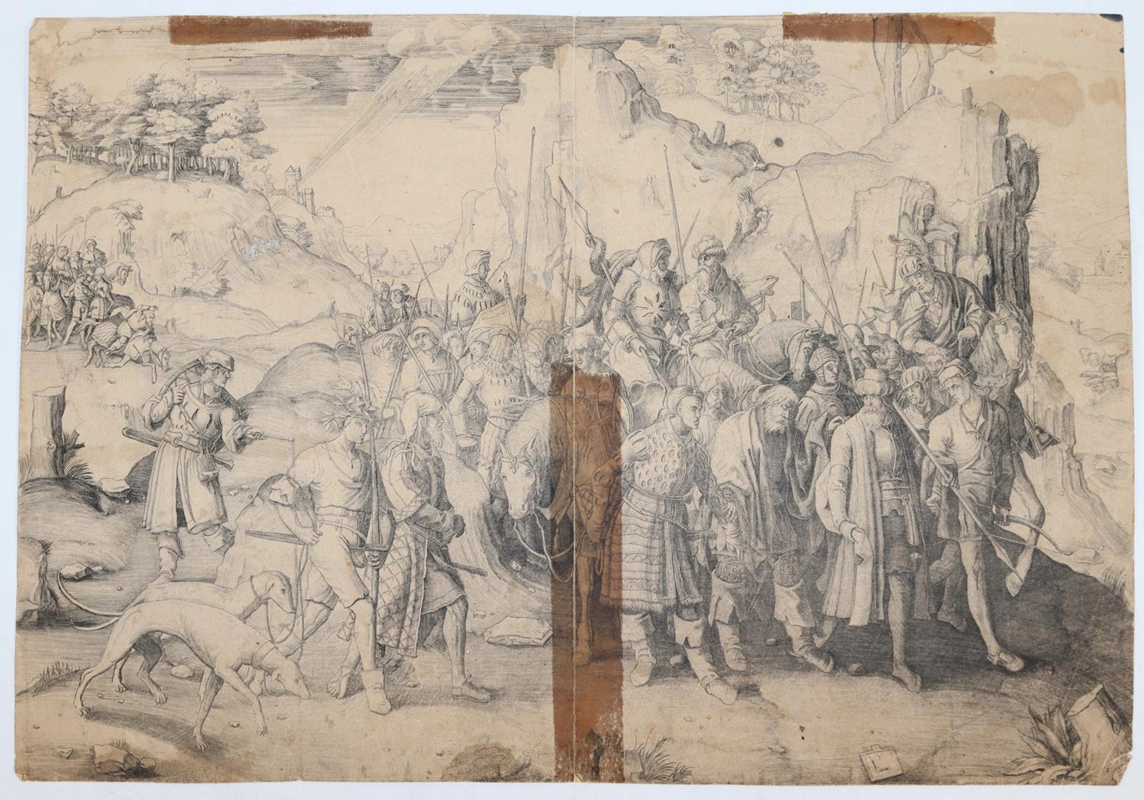 Leyden, Lucas van (1494 Leiden 1533) nach. Die Bekehrung des Paulus.