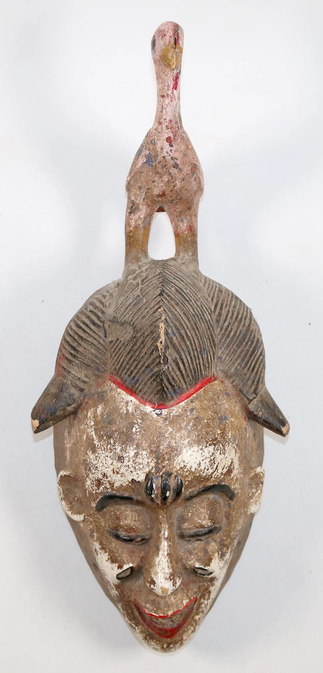 Punu Gabun. Maske mit Vogelaufsatz