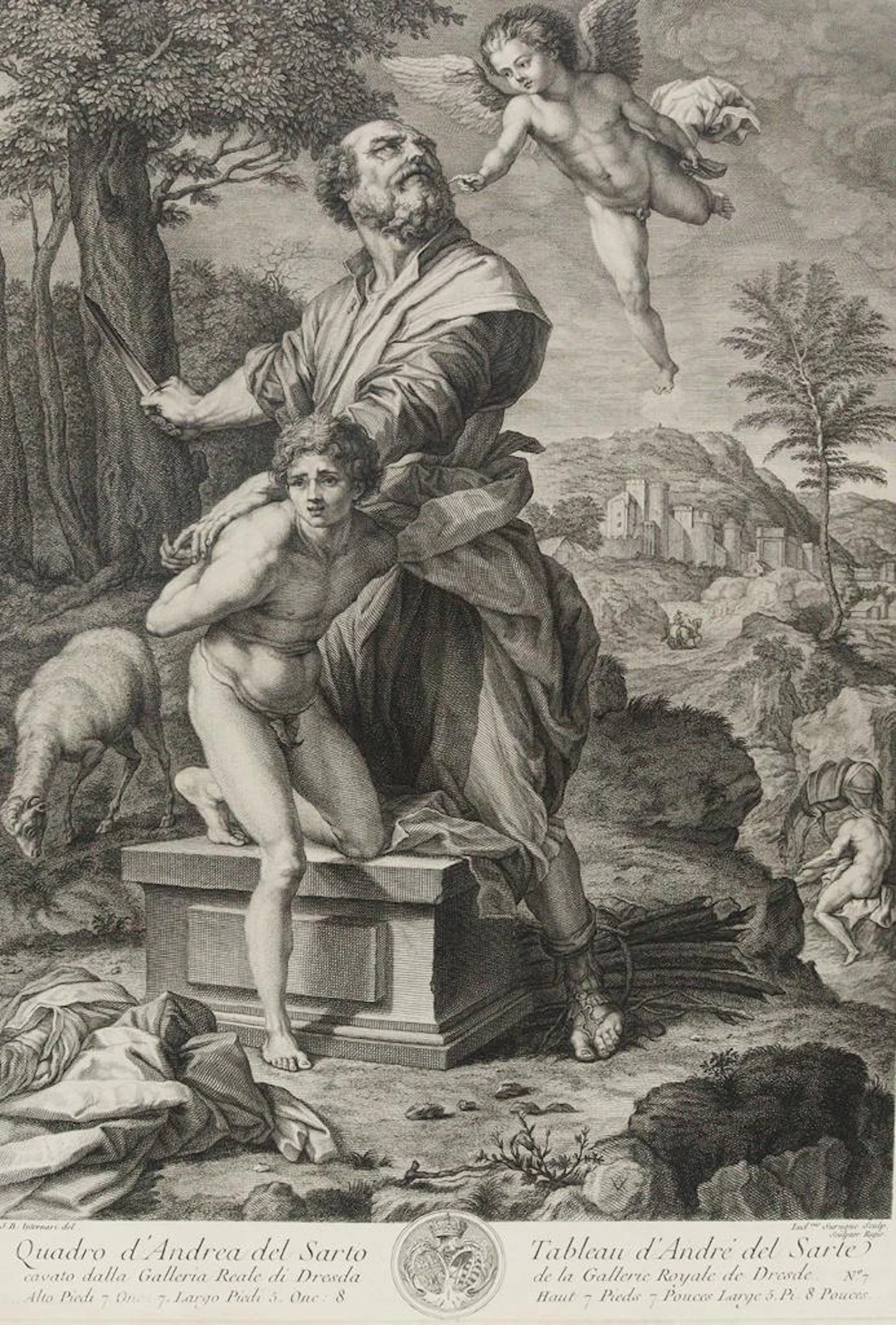 Surugue, Louis (1686 Paris - 1762 Grand-Vaux). Abrahams Opferung.