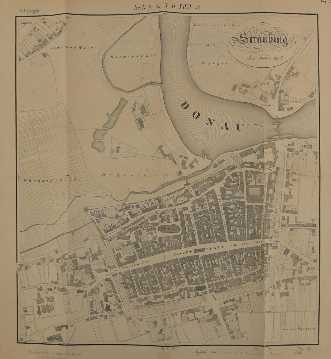 Straubing. Straubing im Jahre 1882