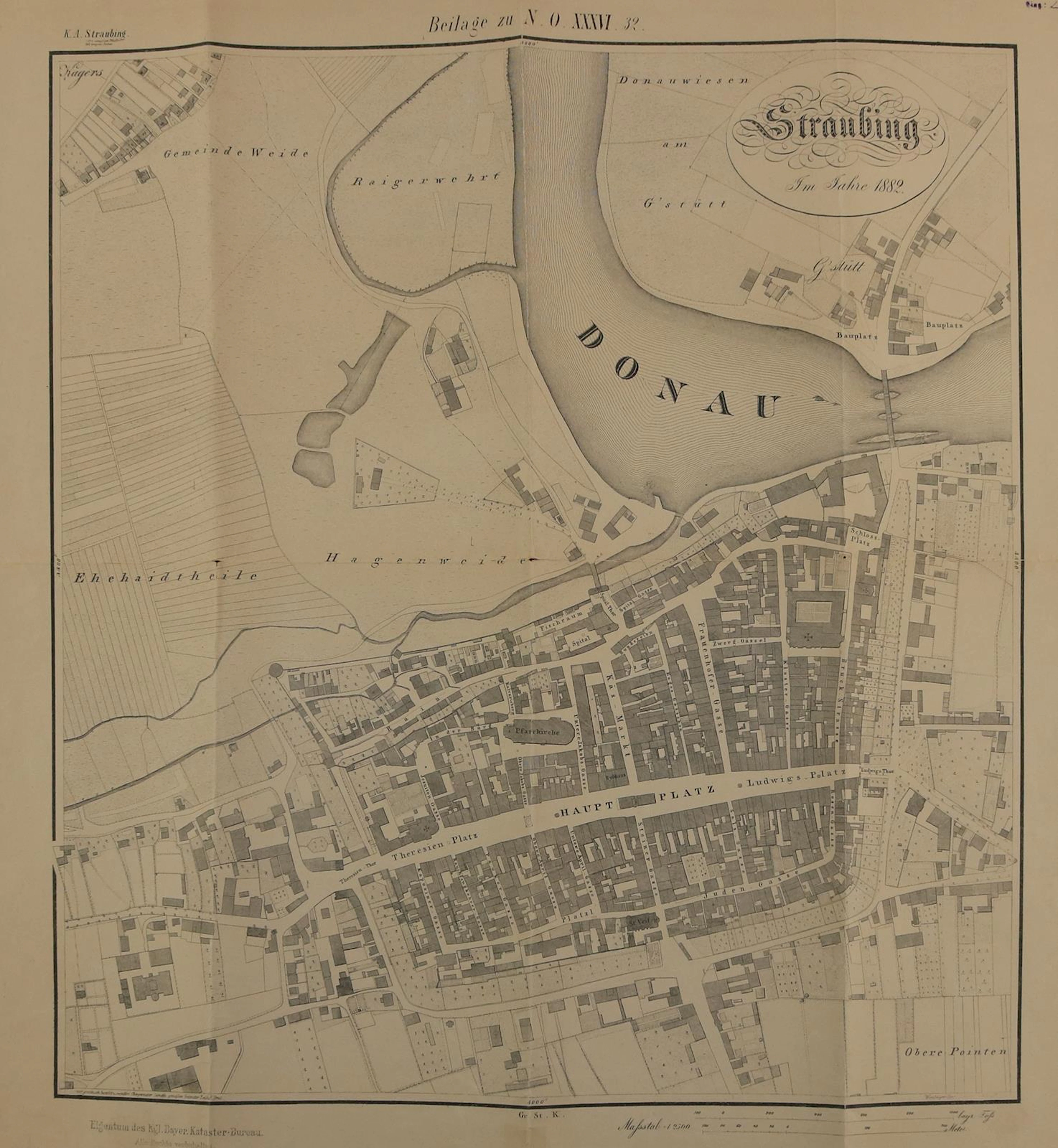 Straubing. Straubing im Jahre 1882