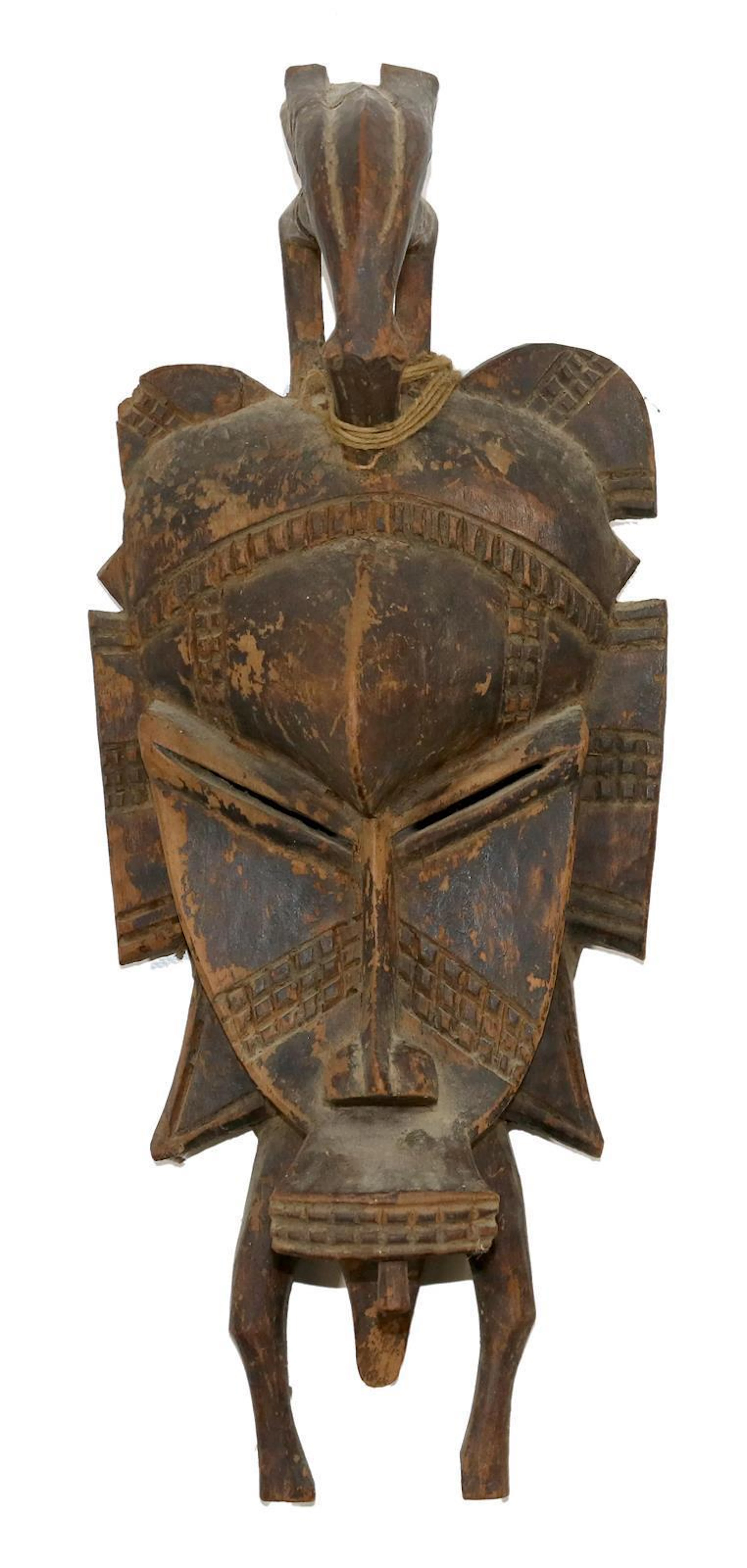 Senufo Kpelie Maske mit Calao Vogelaufsatz