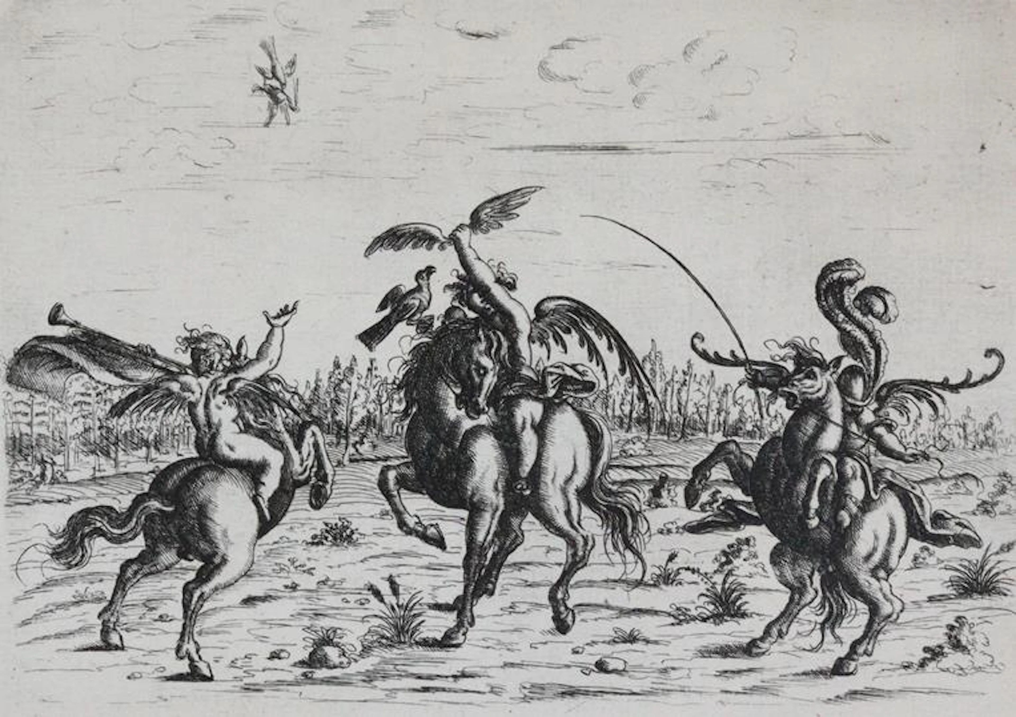 Jamnitzer, Christoph (1563 Nürnberg 1618). Drei reitende Putten. Groteske.