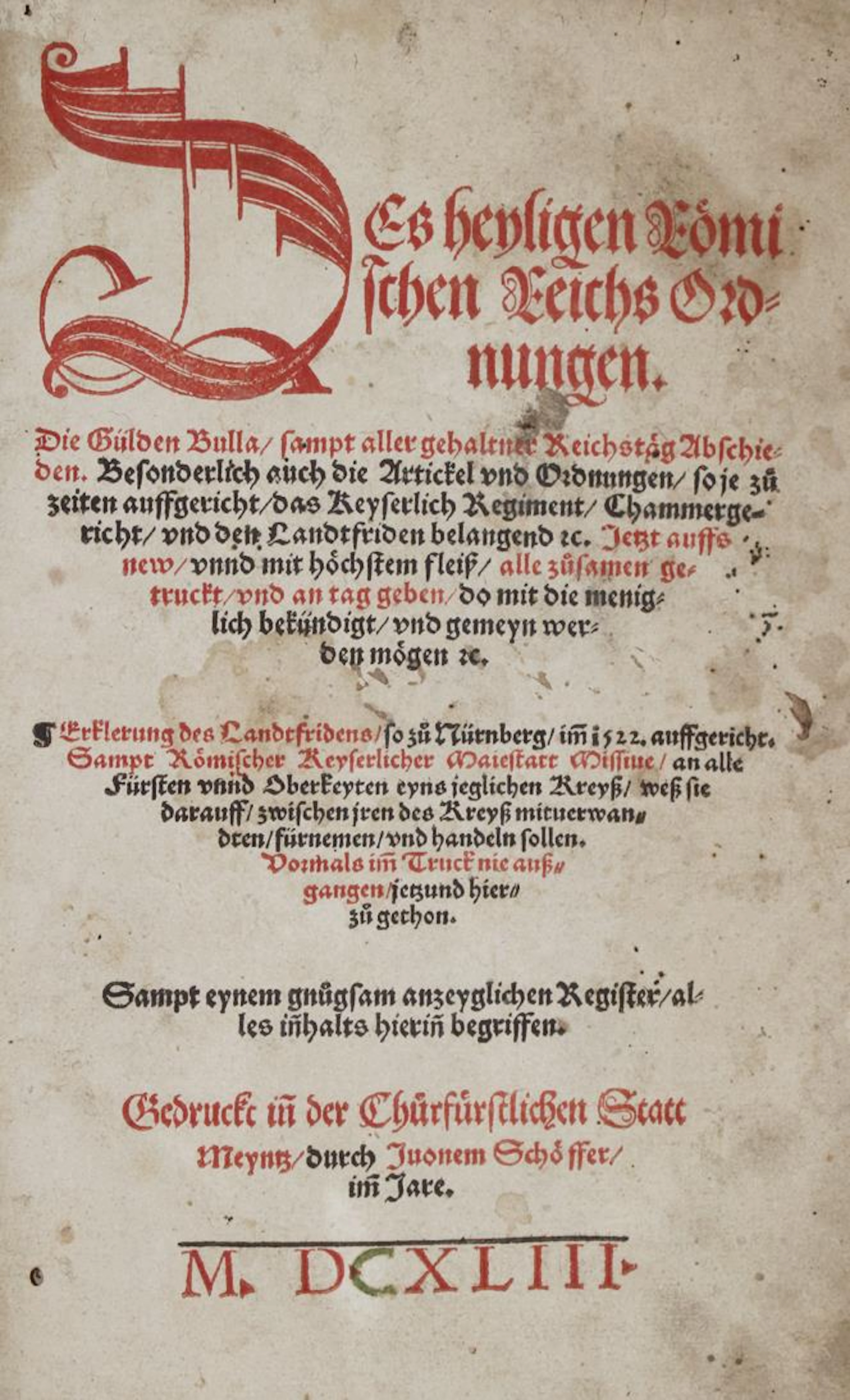Des heyligen Roemischen Reichs Ordnungen. Die Gülden Bulla