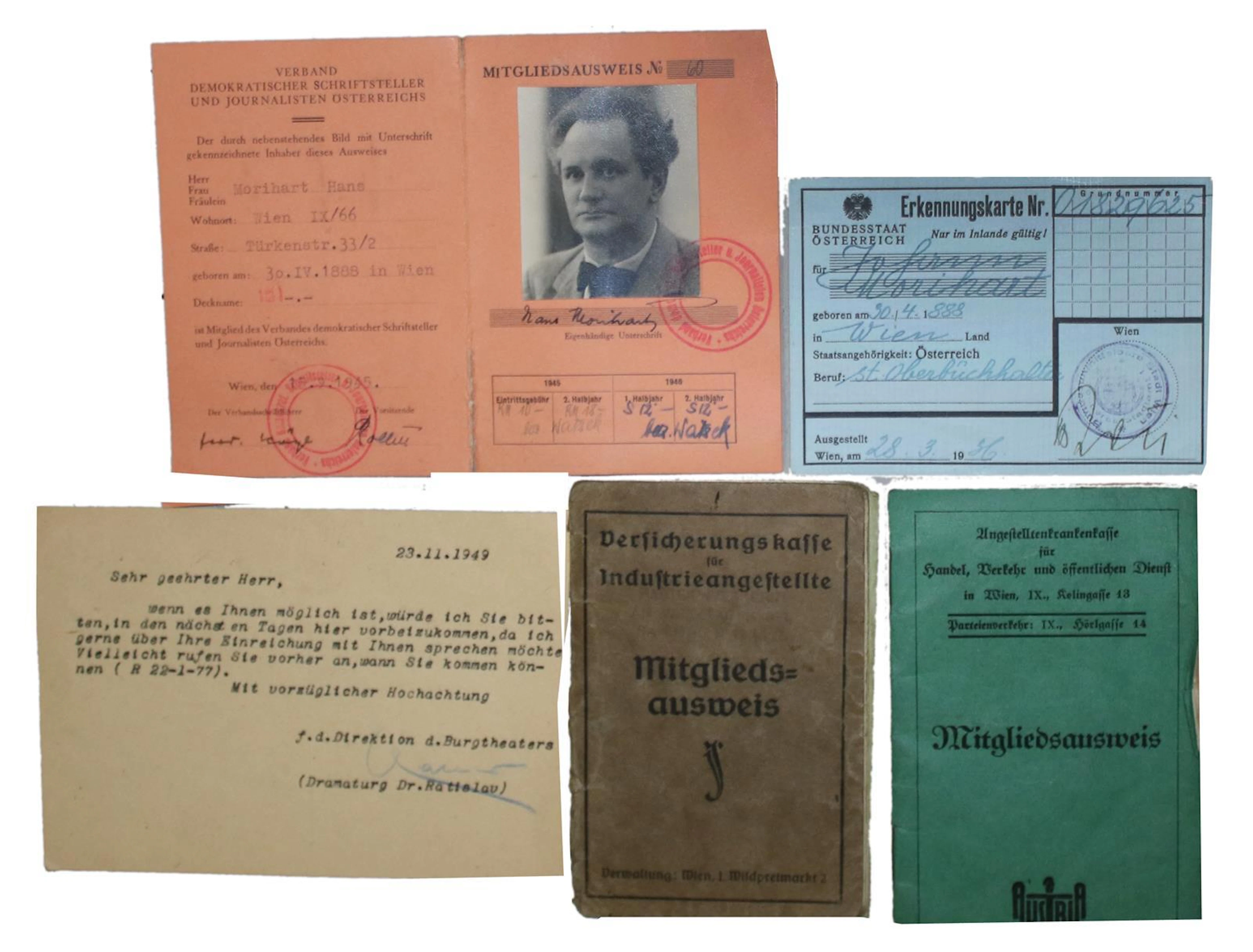 Morihart,H. Konvolut Hans Morihart. Bestehend aus Typoskripten (tls.