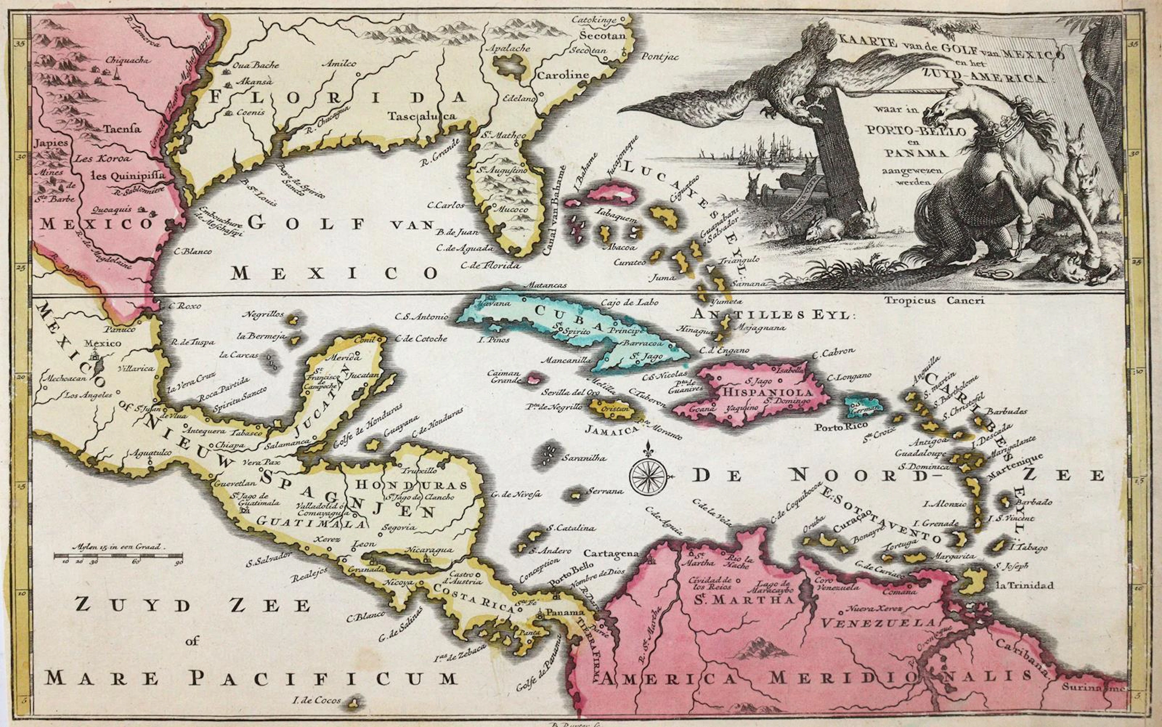 Florida und Mittelamerika. Kaarte Van de Golf van Mexico en het Zuyd-America