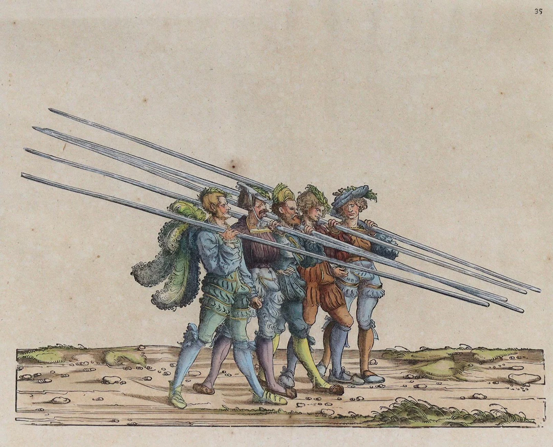 Burgmair, Hans (1473 Augsburg 1531) zugeschr. Fünf Landsknechte mit