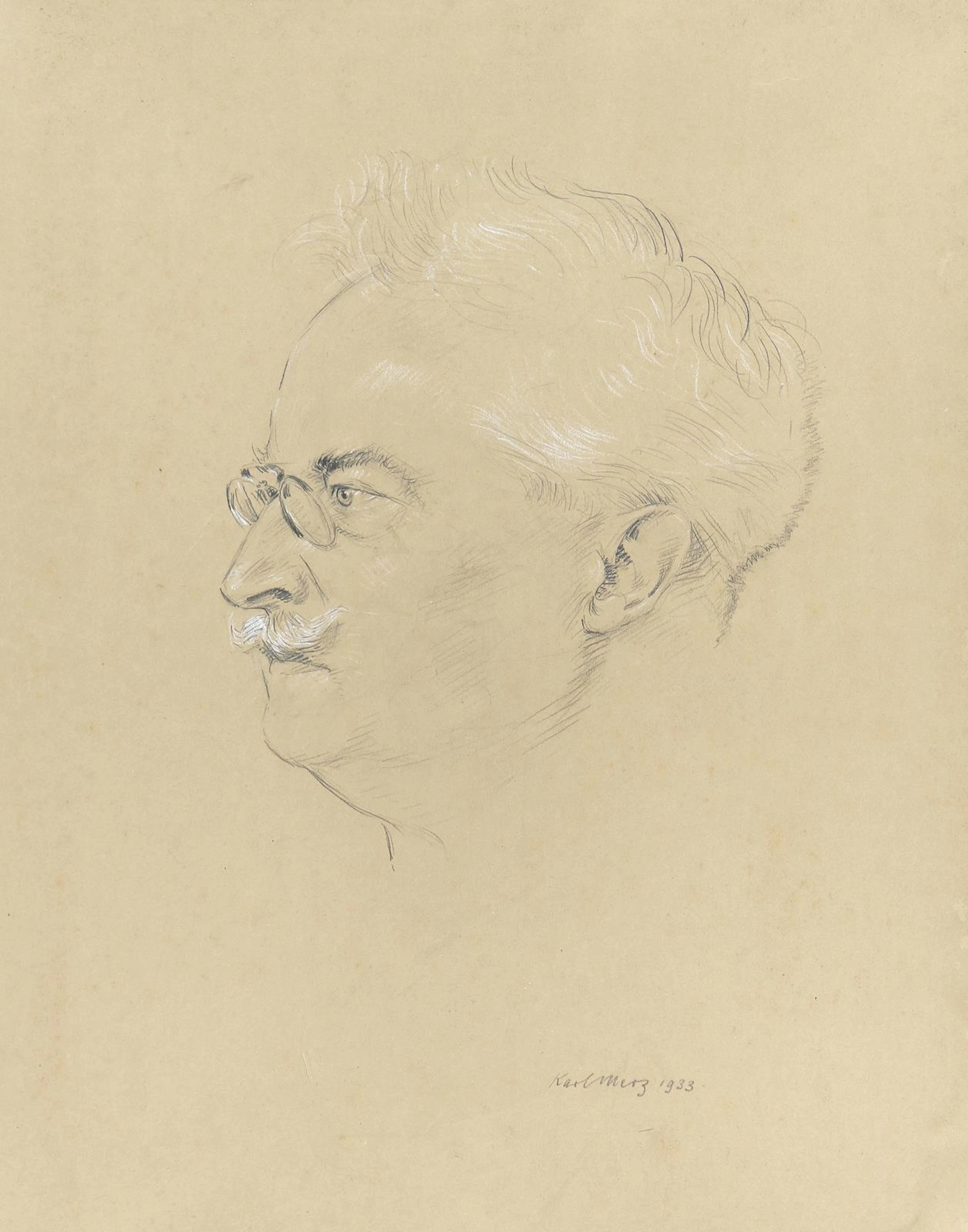 Merz, Karl (1890 Unterbaldingen - Donaueschingen 1970). Kopf eines