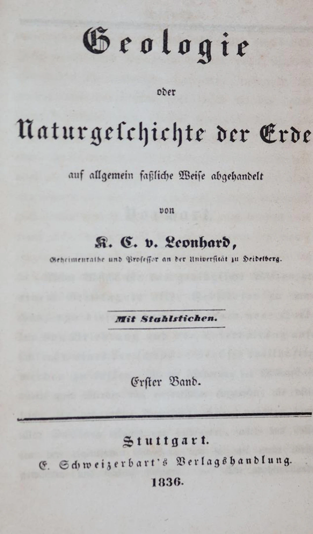 Leonhard,K.C.v. Geologie oder Naturgeschichte der Erde auf allgemein