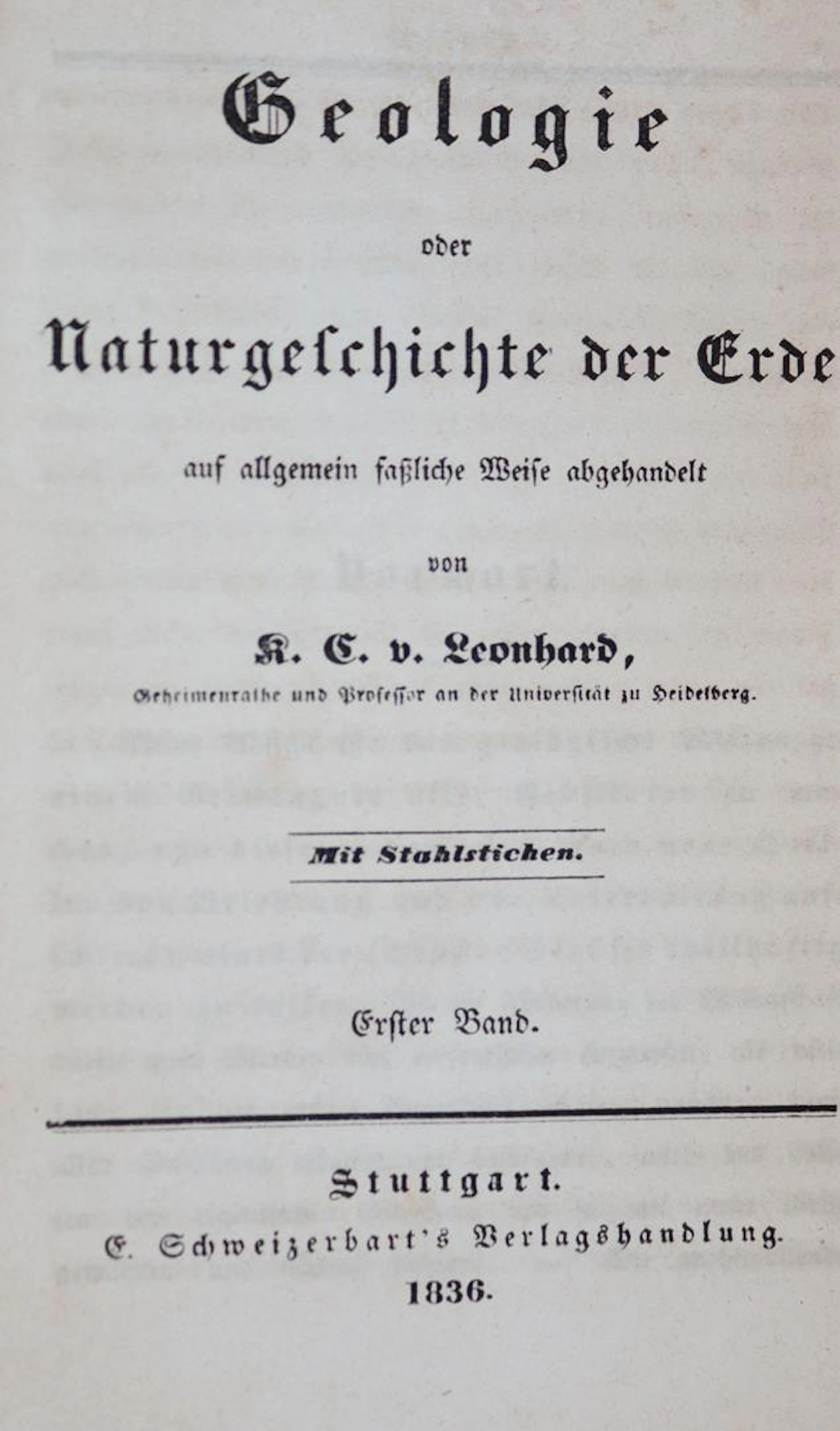 Leonhard,K.C.v. Geologie oder Naturgeschichte der Erde auf allgemein