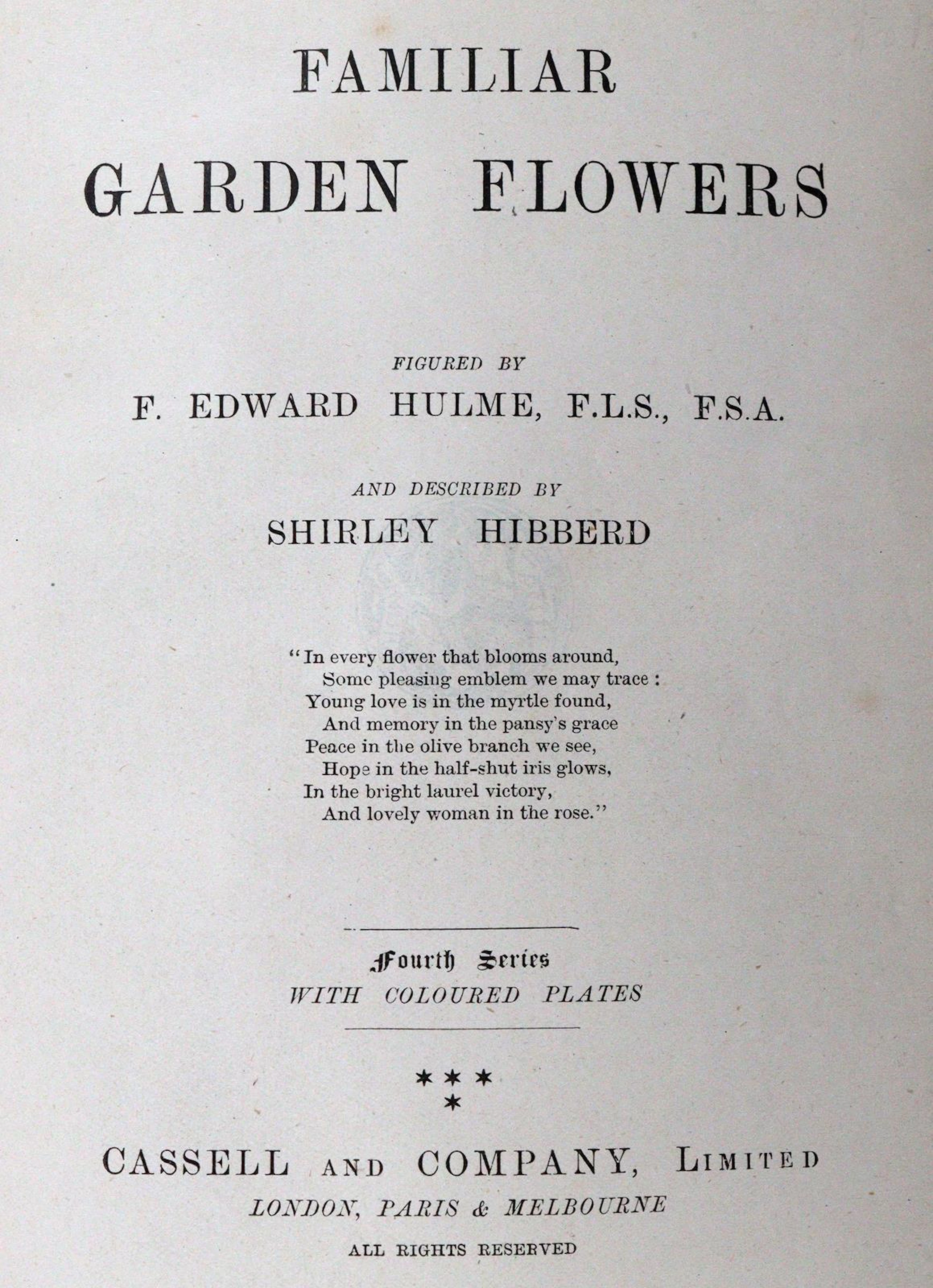 Hulme,F.E. u. S.Hibberd. Familiar Garden Flowers. Series I-V in 2