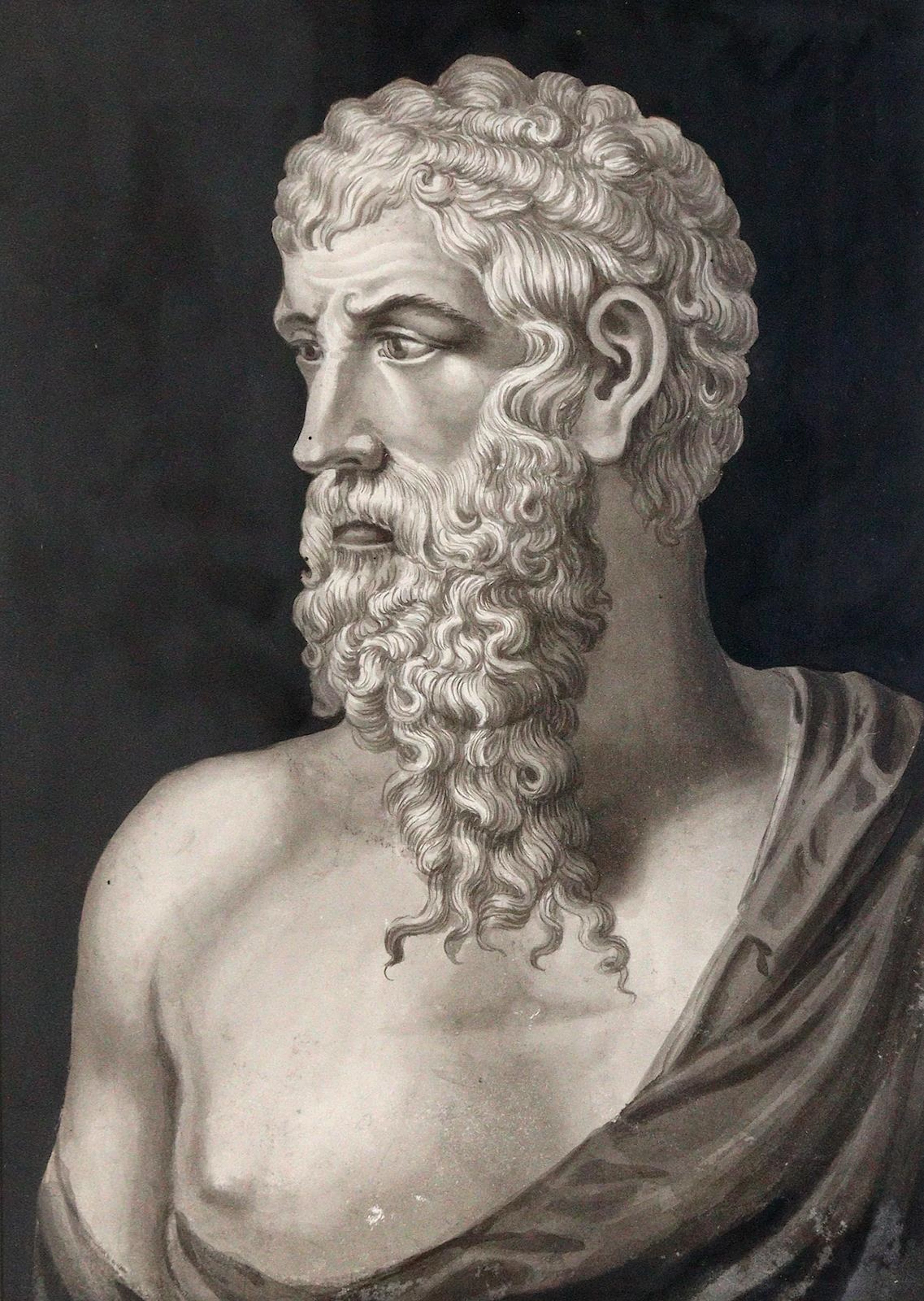 Antike Philosophen Portraits. 10 lavierte Tuschzeichnungen nach Büsten