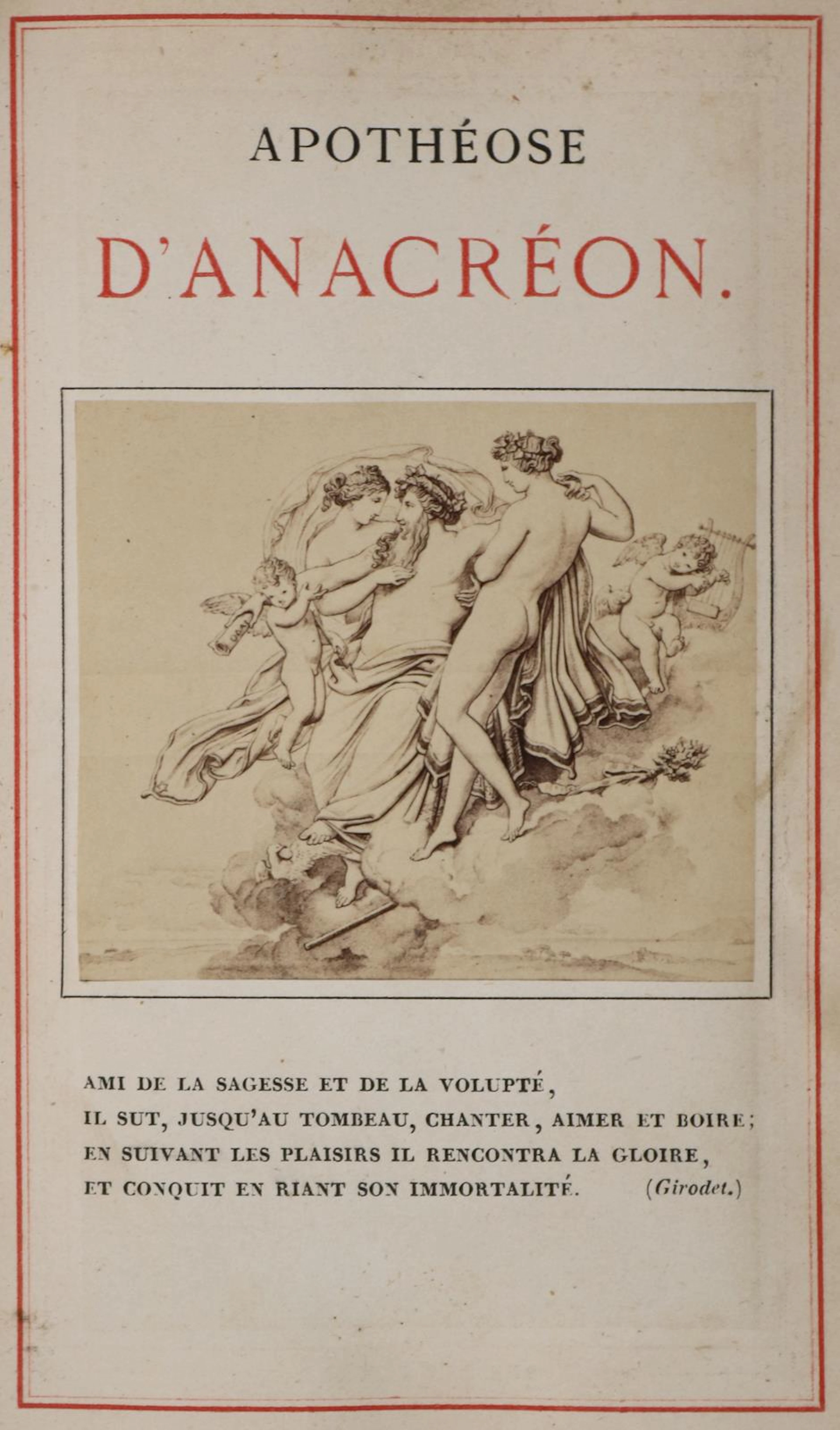 Girodet(-Trioson, A. L.). Odaria Anacreontos (griech.). Odes d'Anacreon