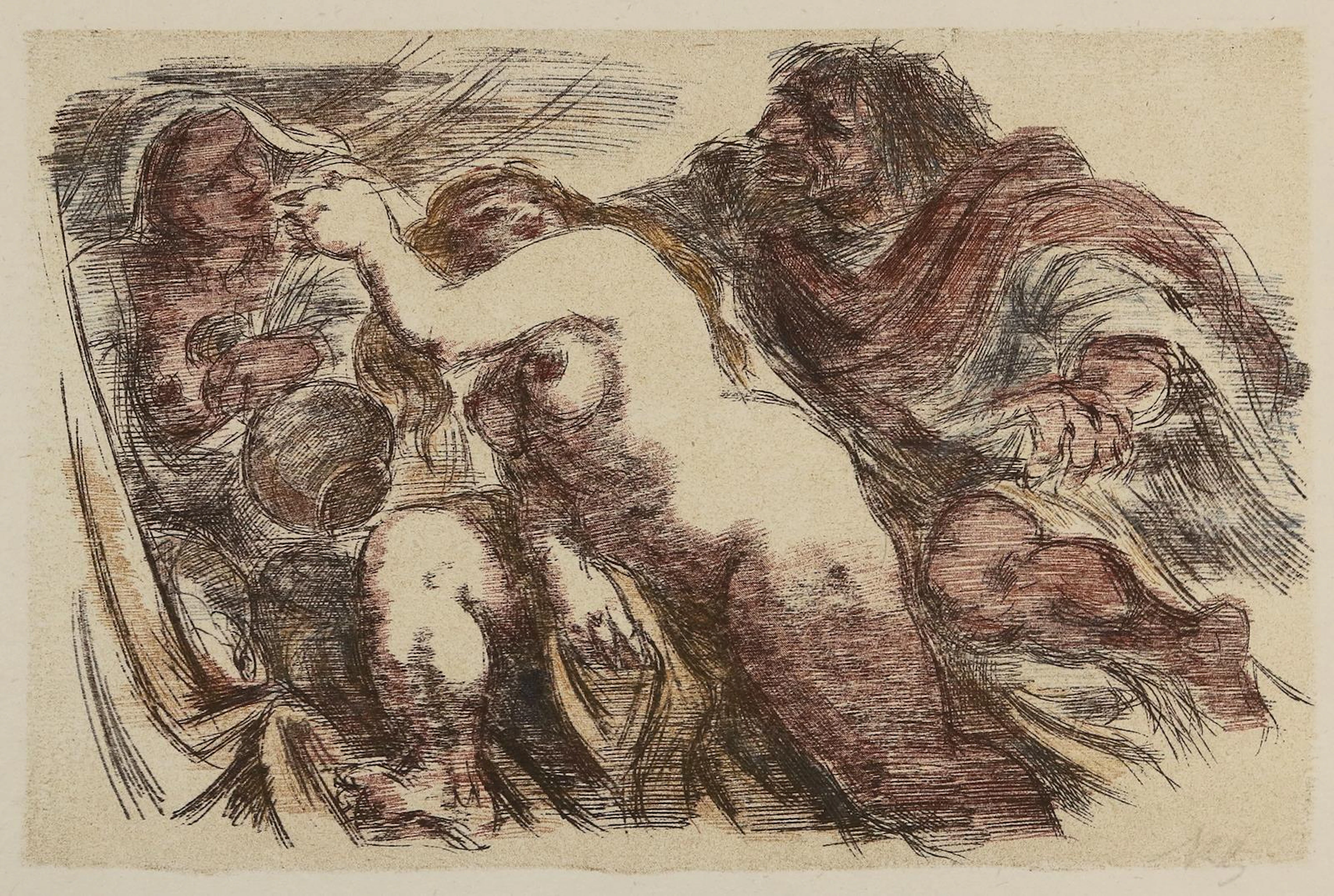 Ziegler, Richard (1891 Pforzheim 1992). Judith und Holofernes. Farbholzstich