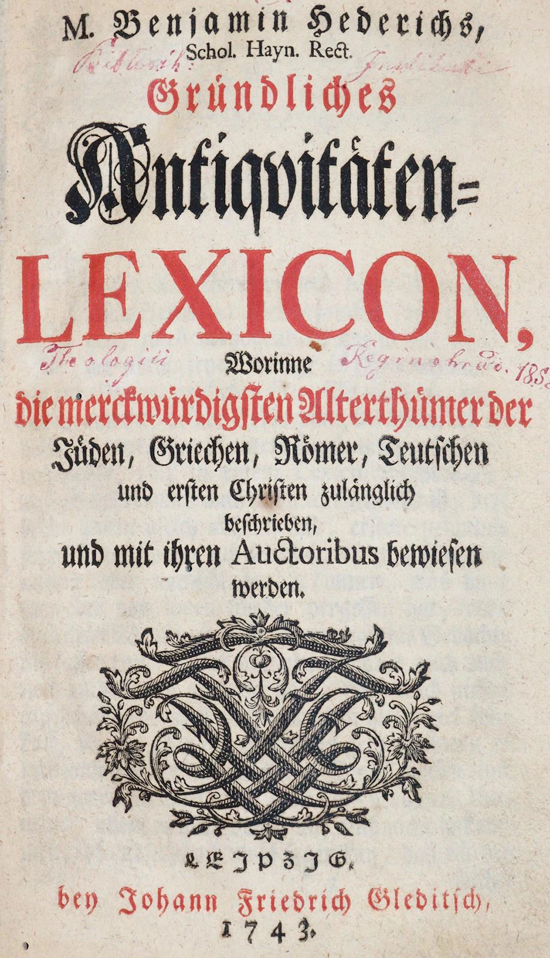 Hederich,B. Gründliches Antiquitäten-Lexicon