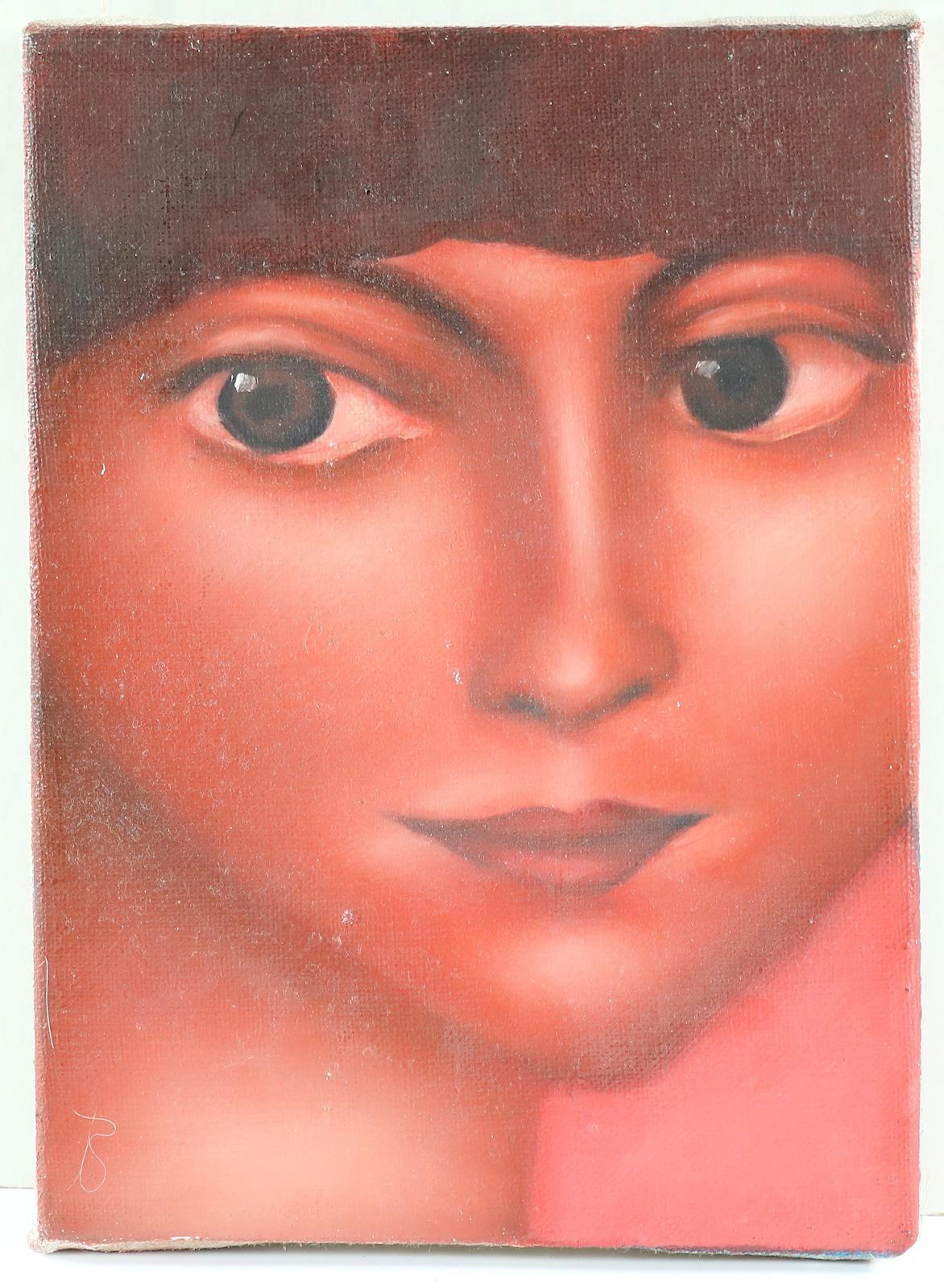 Mayer, Corinna (1969 Langen). Portrait einer jungen Frau in Rot. Öl