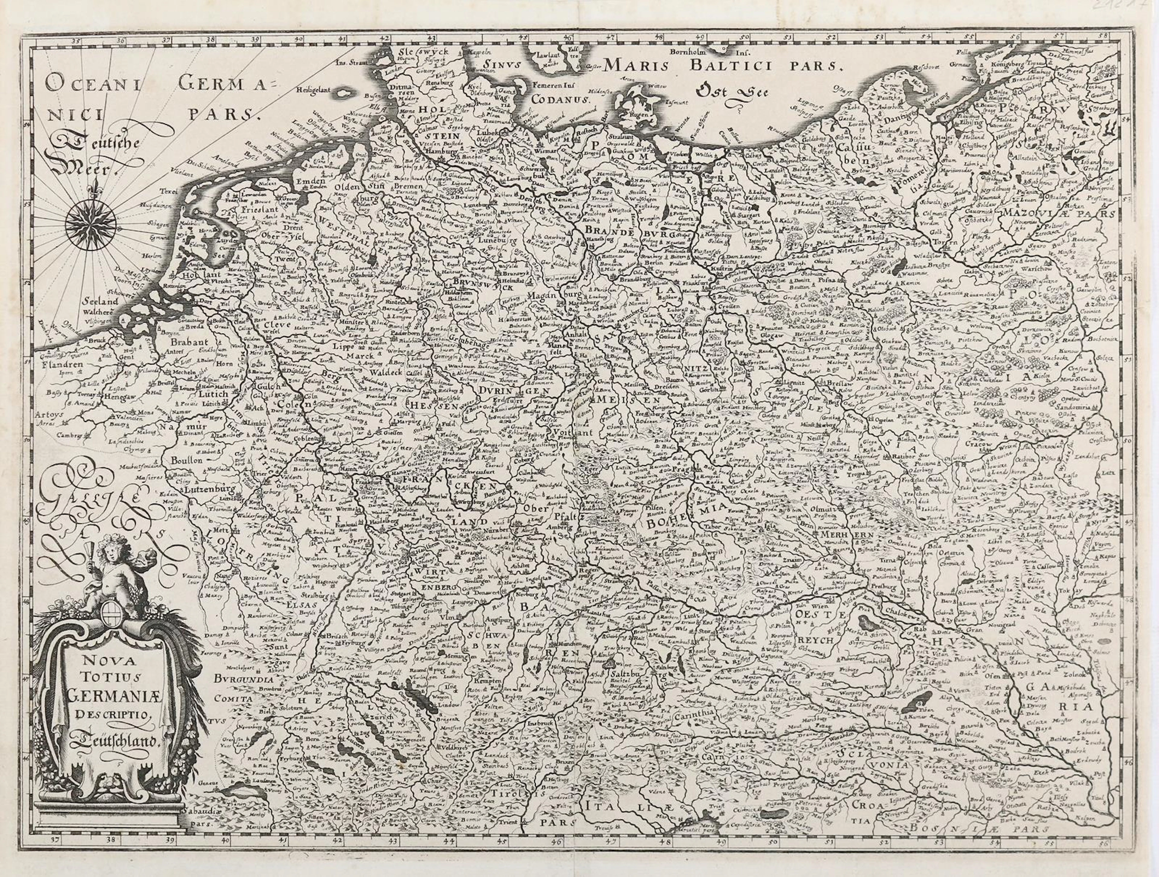 Deutschlandkarten. Nova totius Germaniae descriptio. Kupferstich v.