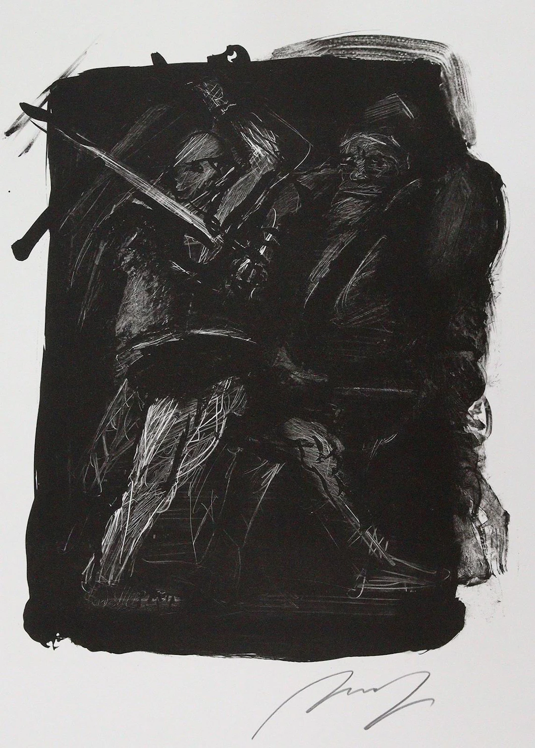 Hrdlicka, Alfred (1928 Wien 2009). Zweikampf u. Intermezzo. Lithogr.