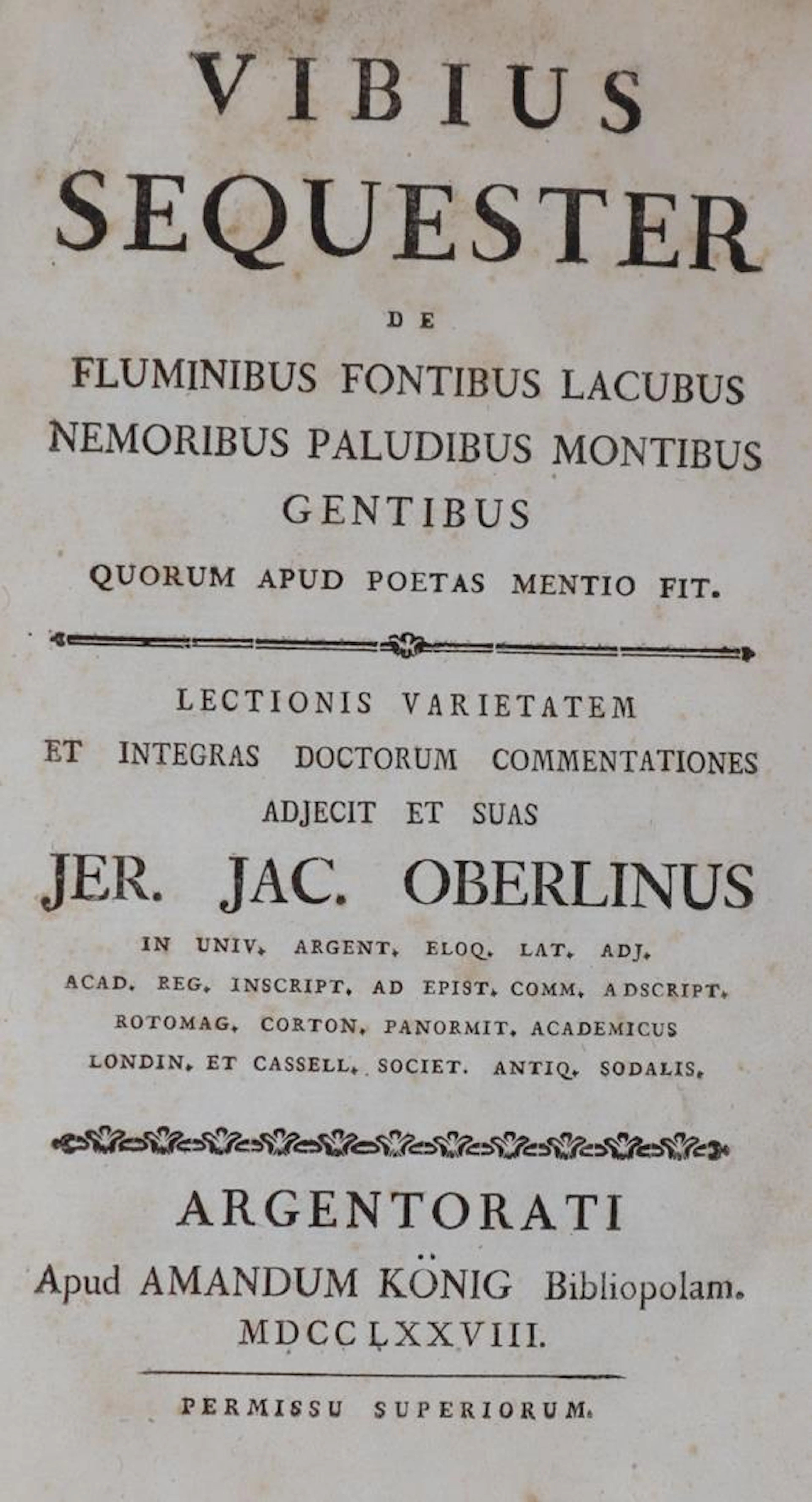 Vibius Sequester. De fluminibus