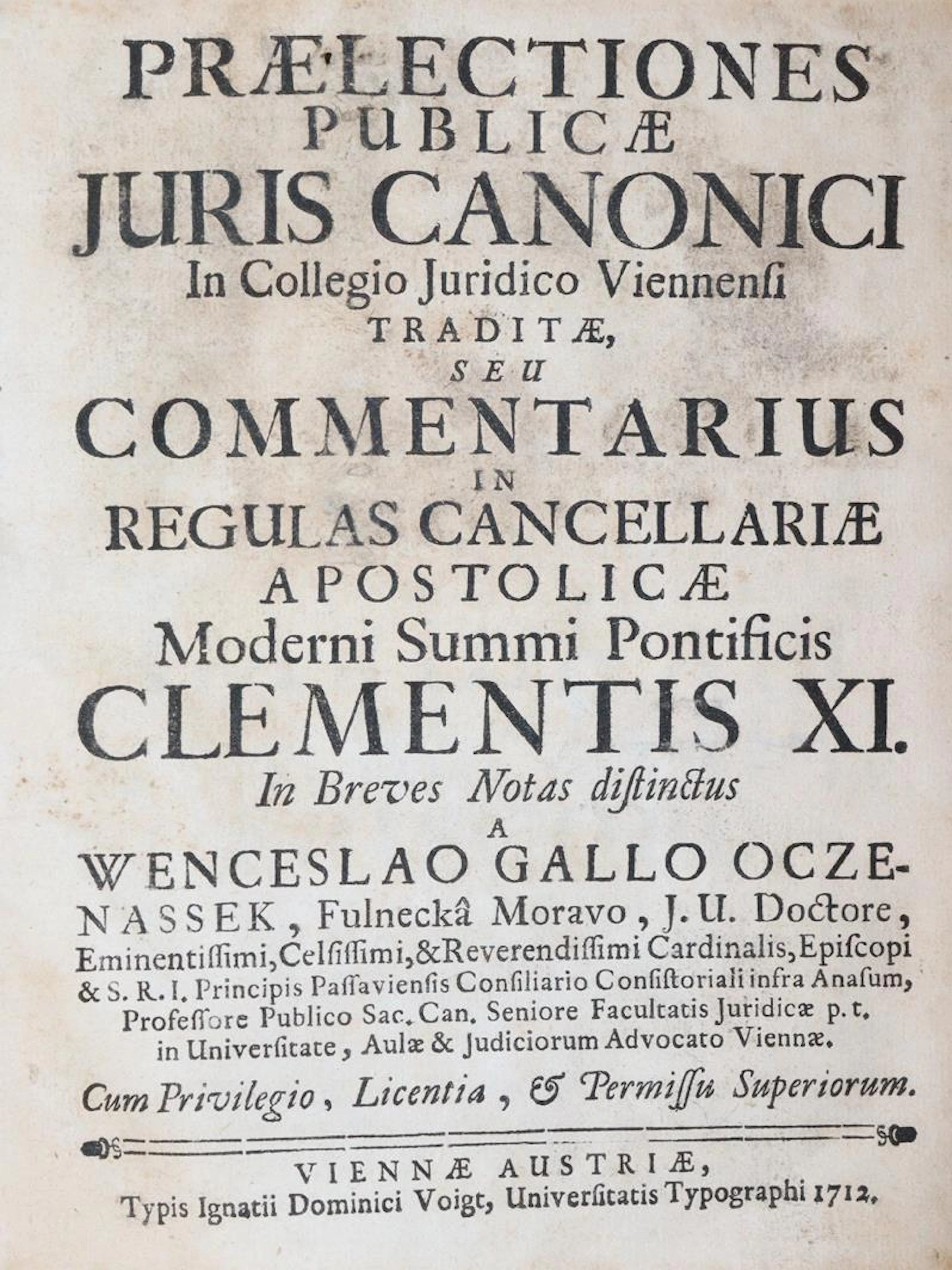Otzenasseck,W.G. Praelectiones publicae juris canonici... Wien