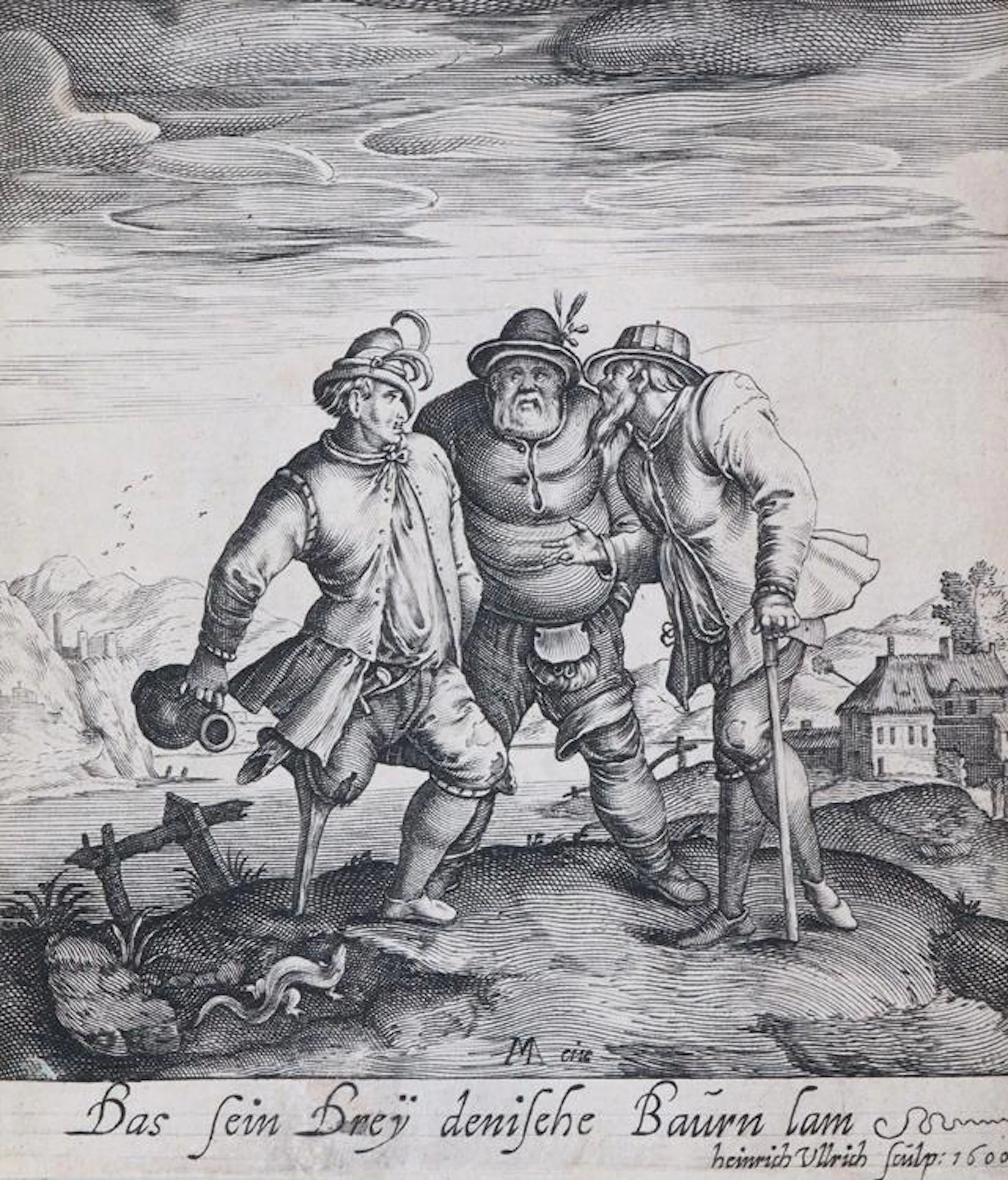 Ullrich, Heinrich (1572 Nürnberg 1621). Drei dänische Bauern. Kupferstich