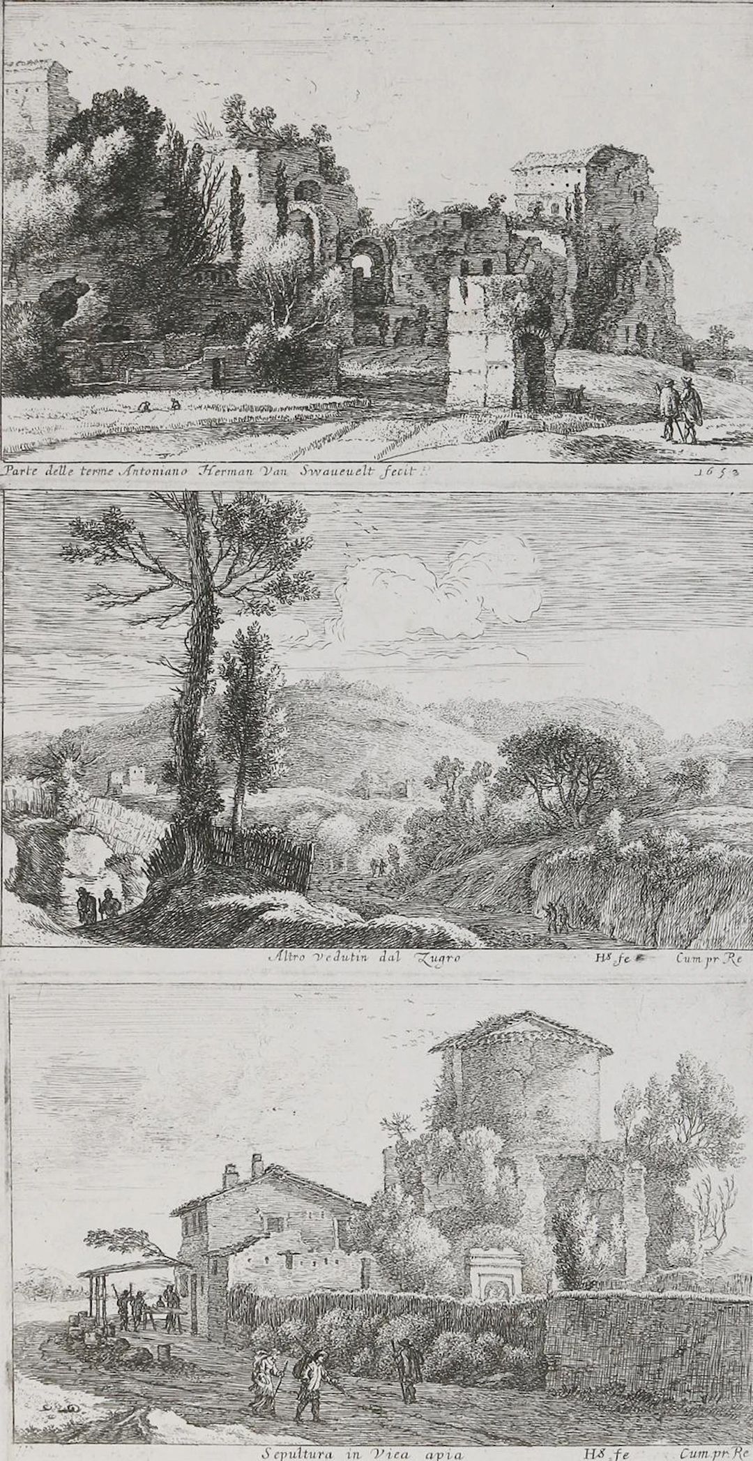 Swanevelt, Herman van (1600 Woerden b. Utrecht - 1655 Paris). 3 Radierungen