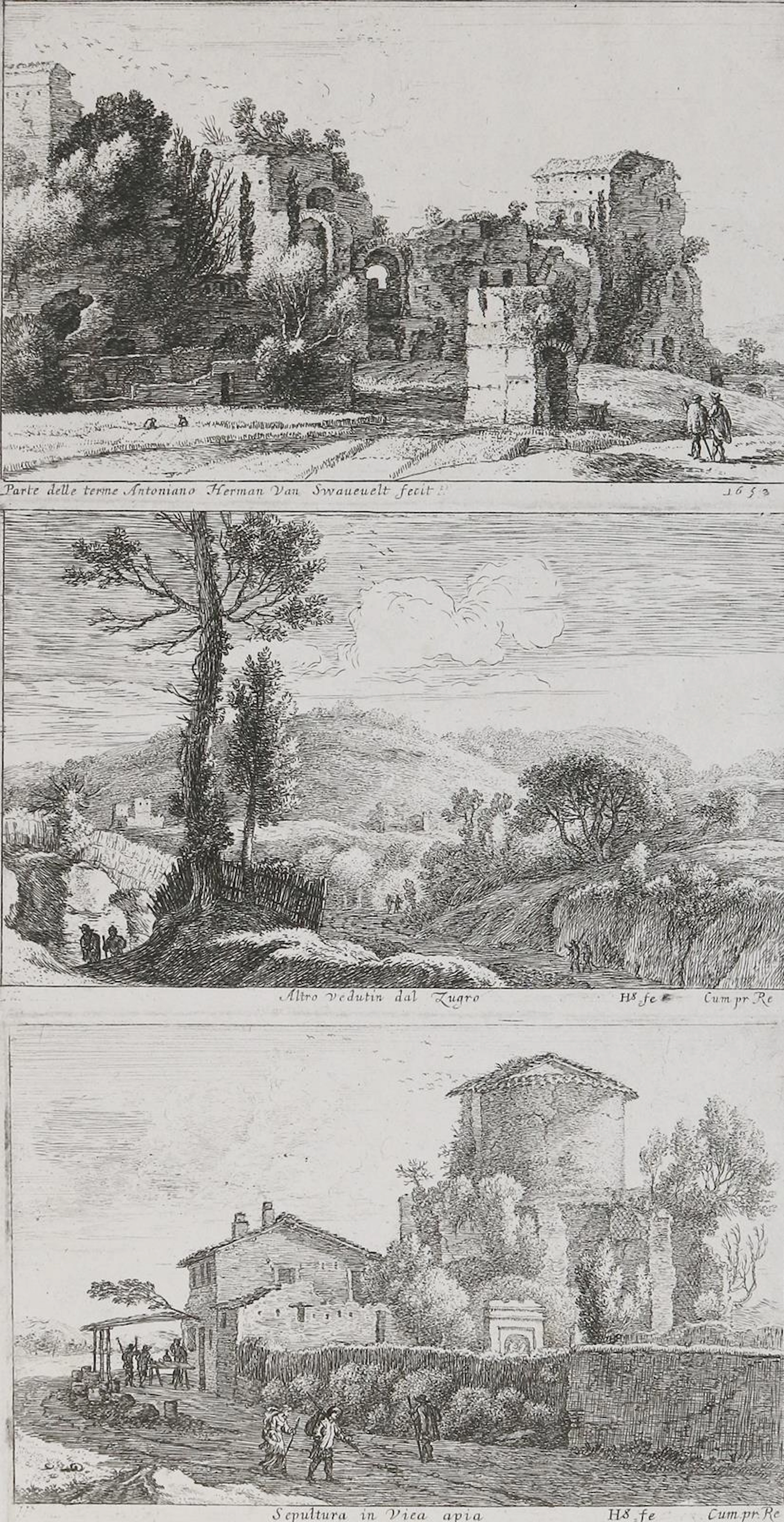 Swanevelt, Herman van (1600 Woerden b. Utrecht - 1655 Paris). 3 Radierungen