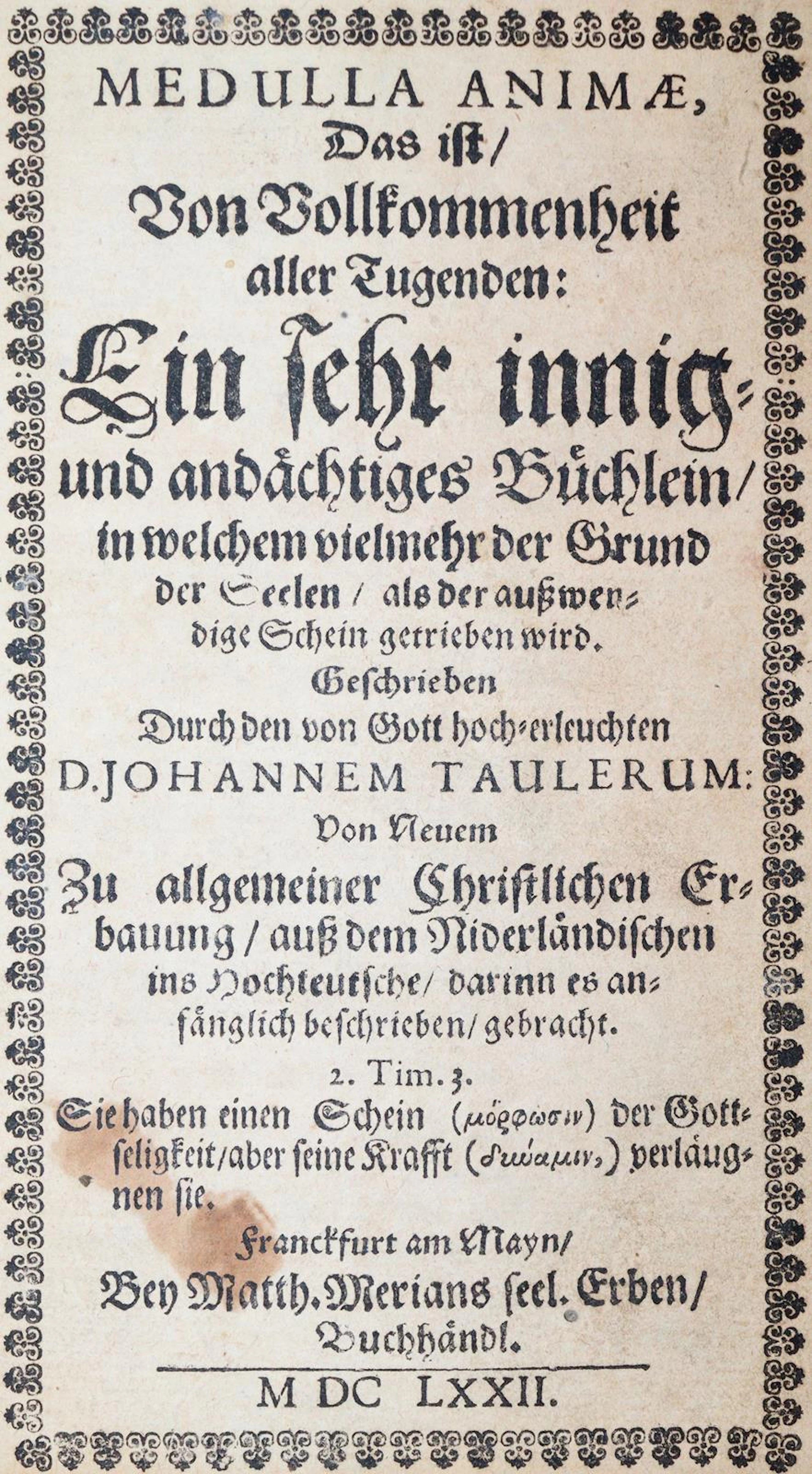 Tauler,J. Medulla Animae