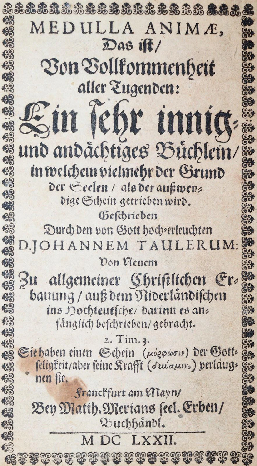 Tauler,J. Medulla Animae