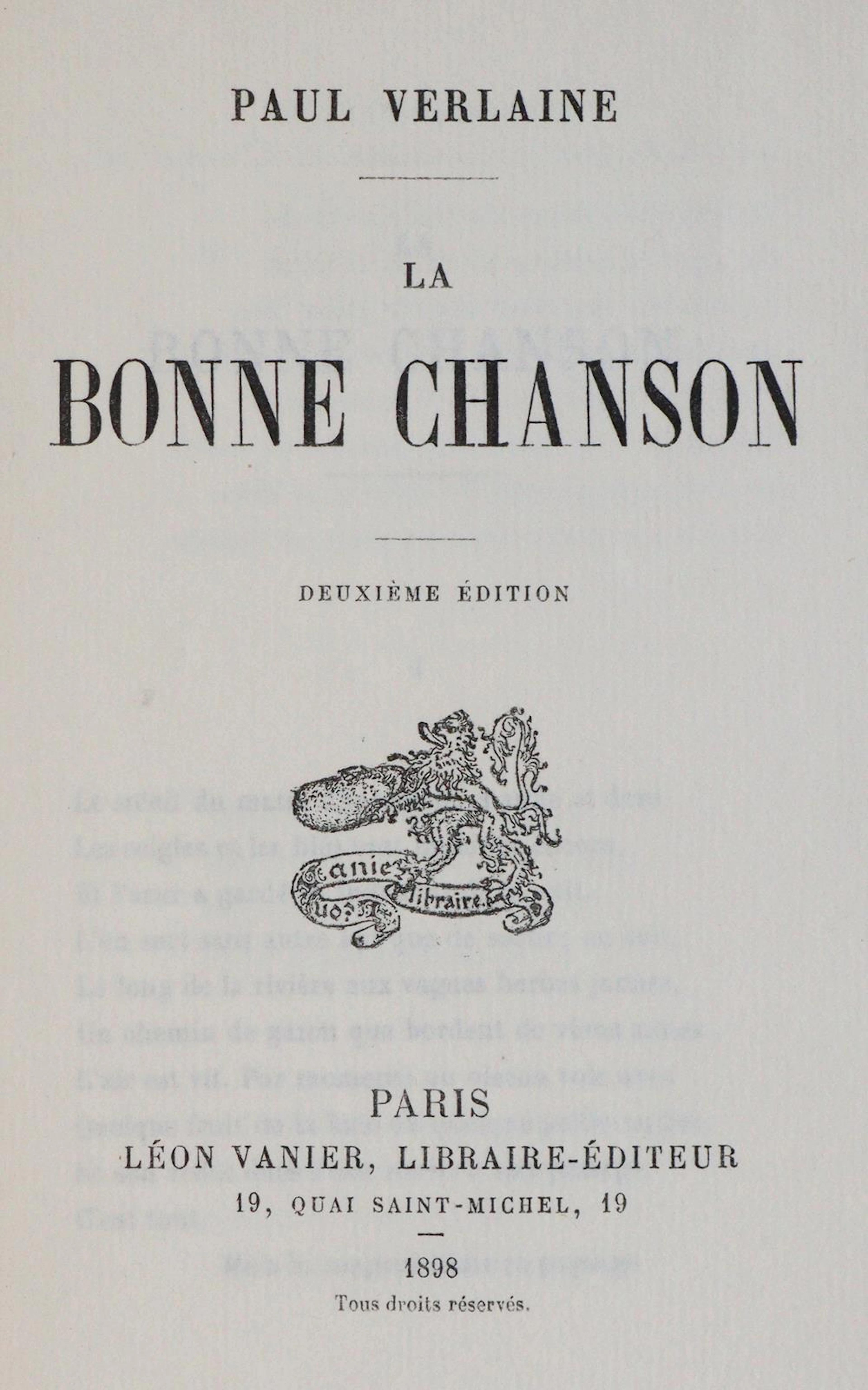 Verlaine,P. Les memoires d'un veuf. Paris